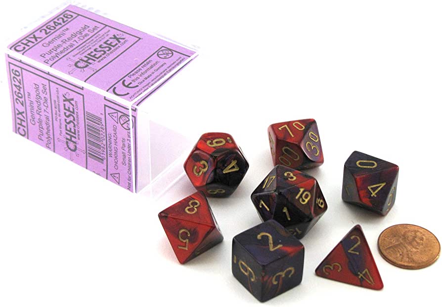 Gemini® Polyhedral Purple-Red/gold 7-Die Set