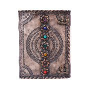 Antique Embossed Chakra Stones Leather Journal 6x8 Inches