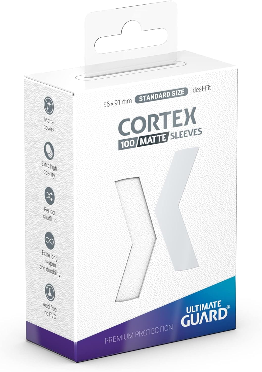 Ultimate Guard Cortex Card Sleeves, 100 Standard Size TCG Sleeves, 66 x 91mm, White