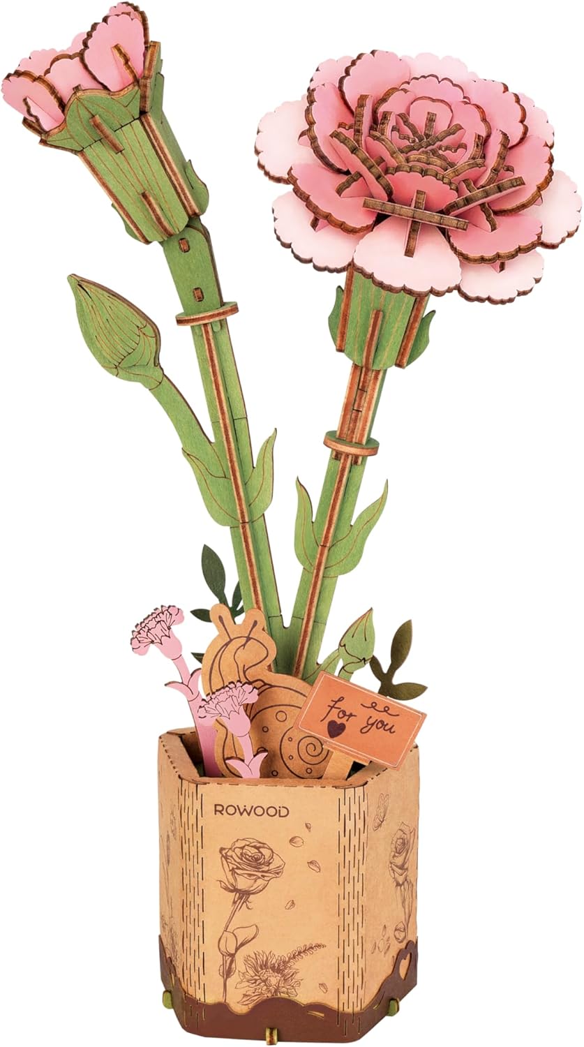 Rowood DIY Wooden Flower Kit - Pink Carnation