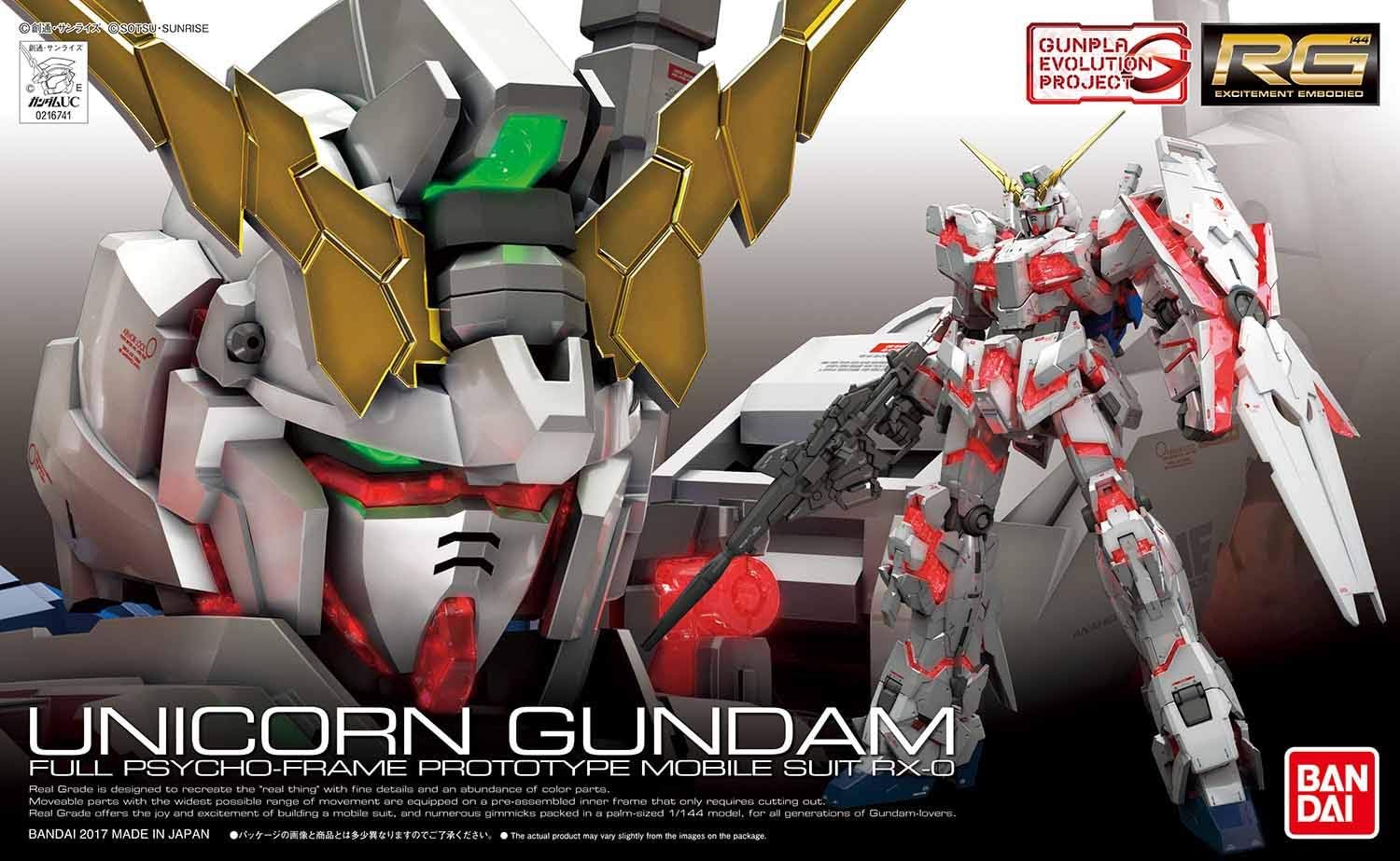 Bandai Spirits RG Mobile Suit Gundam UC Unicorn Gundam 1/144 Scale Color Coded Plastic Model