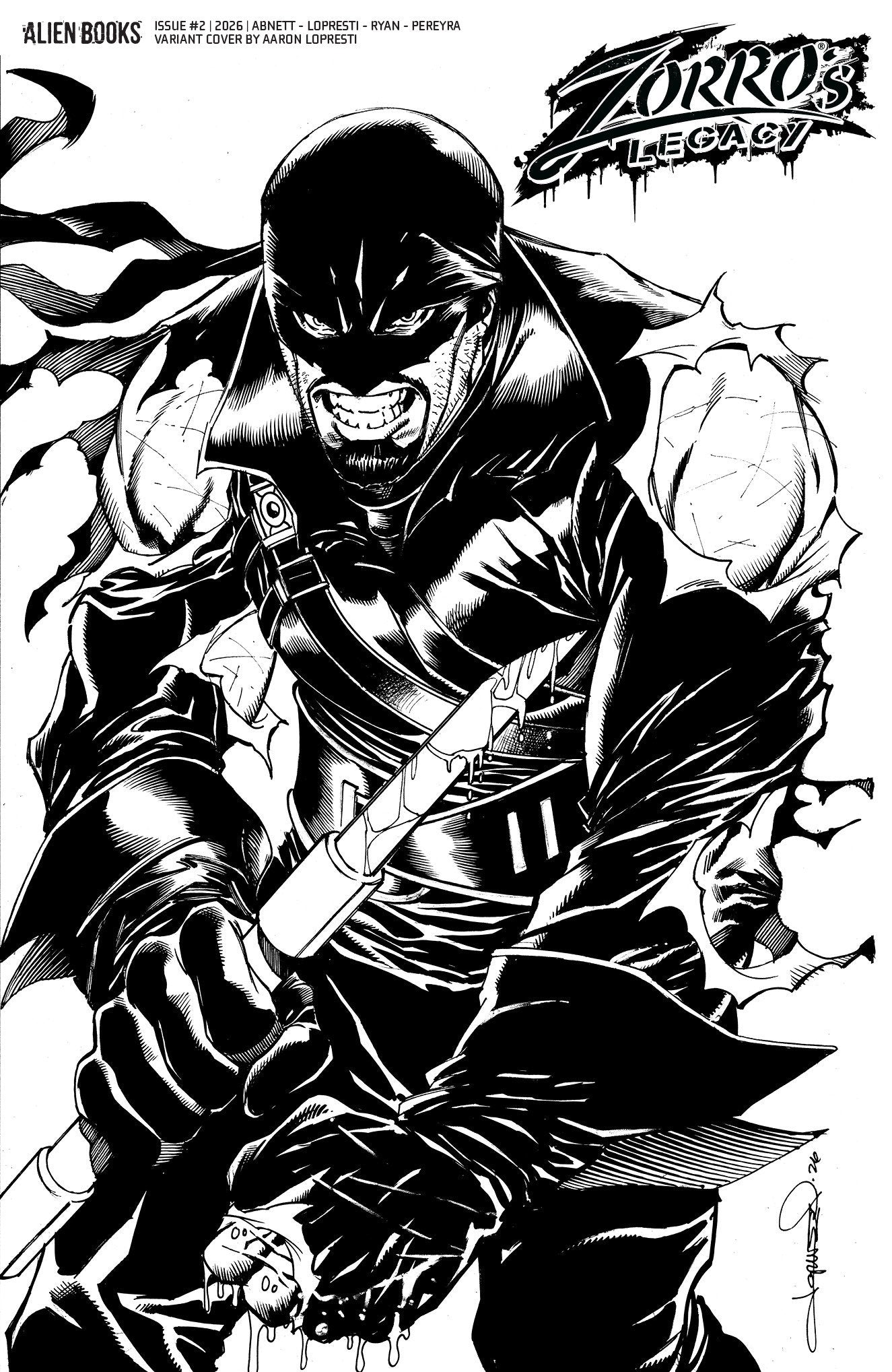 Zorro's Legacy #2 Variant D (Lopresti Black & White)