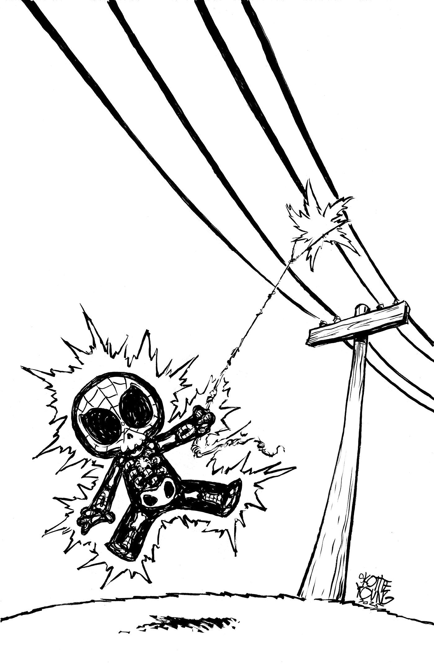 Amazing Spider-Man #69 Skottie Young 8 Deaths Of Spider-Man Black And White Virg In Variant [Doom]