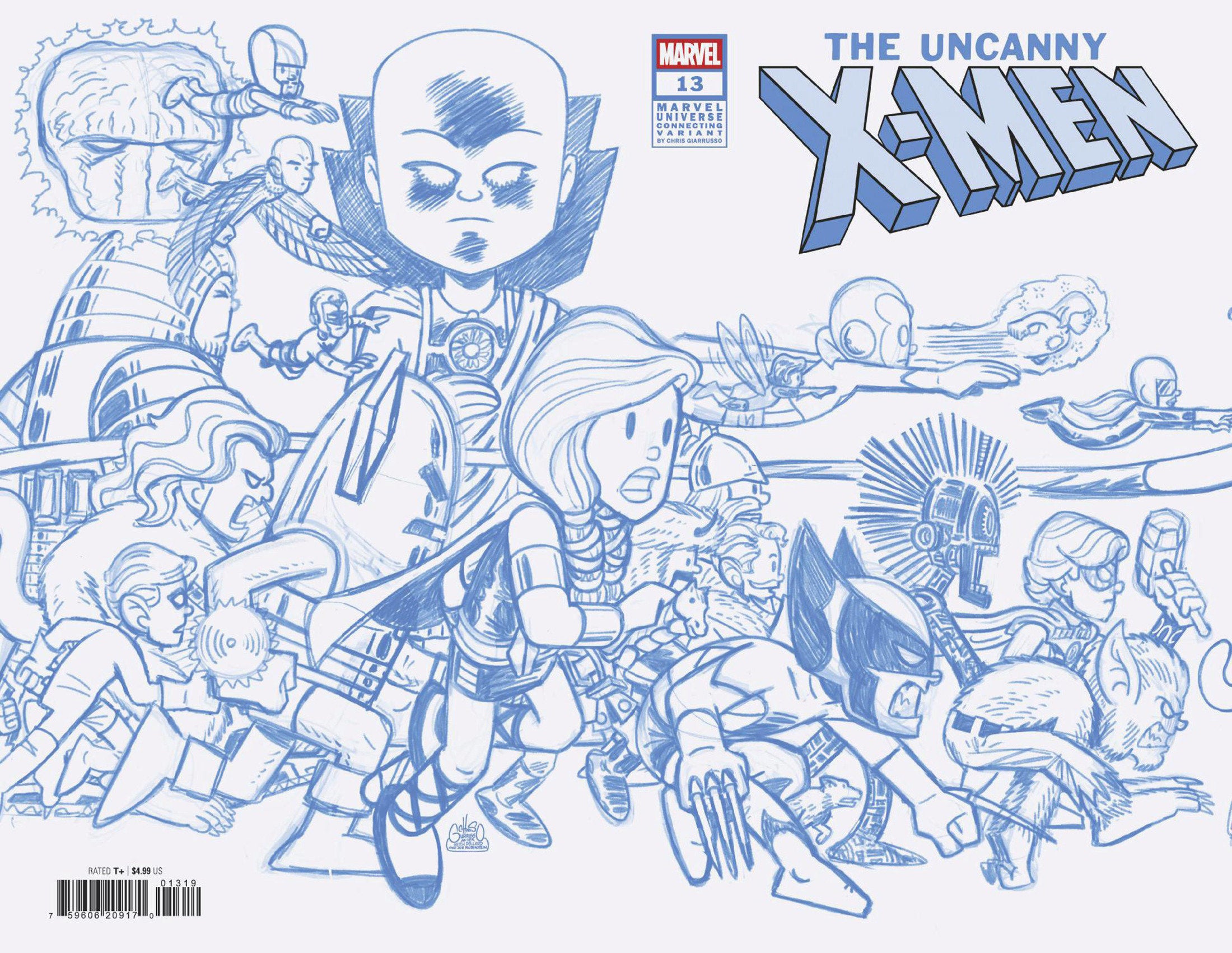 Uncanny X-Men #13 1:50 Chris Giarrusso Marvel Universe Connecting Blue Line Sketch Wrap Variant N