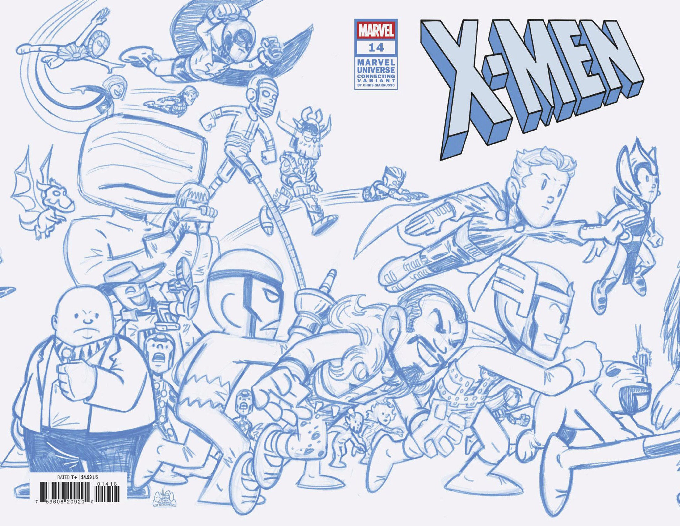 X-Men #14 1:50 Chris Giarrusso Marvel Universe Connecting Blue Line Sketch Wrap Variant G
