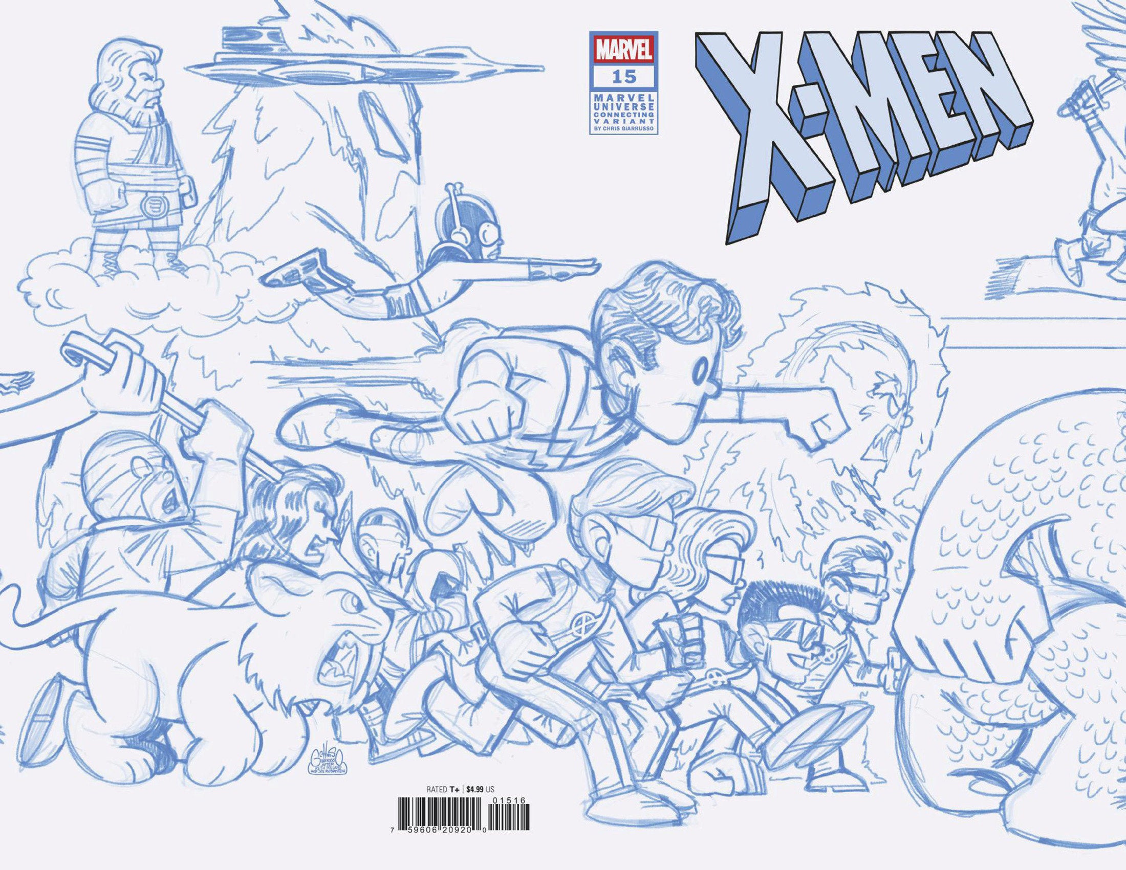 X-Men #15 1:50 Chris Giarrusso Marvel Universe Connecting Blue Line Sketch Wrap Variant