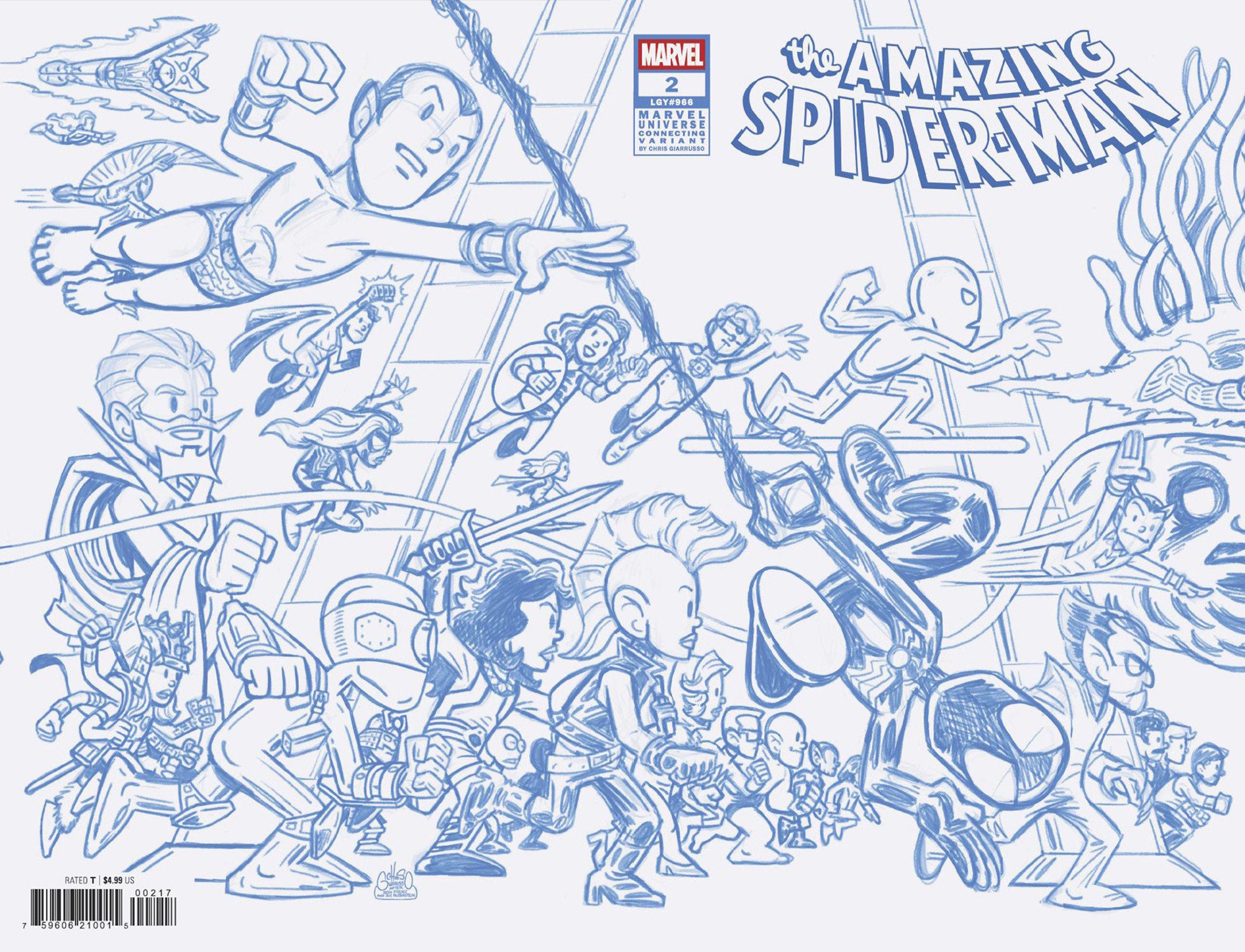 Amazing Spider-Man #2 1:50 Chris Giarrusso Marvel Universe Connecting Blue Line Sketch Wrap Variant