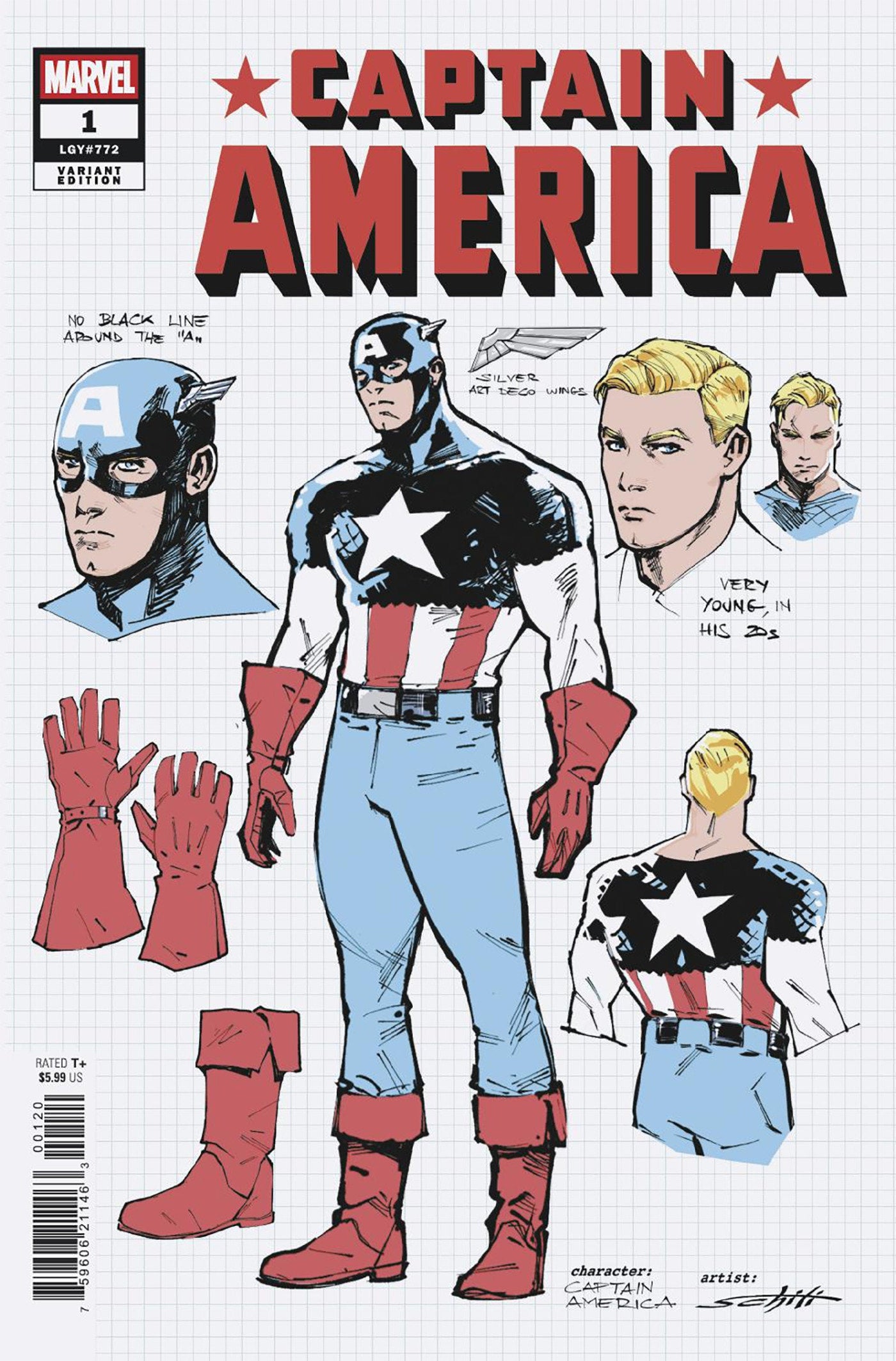 Captain America #1 1:10 Valerio Schiti Design Variant
