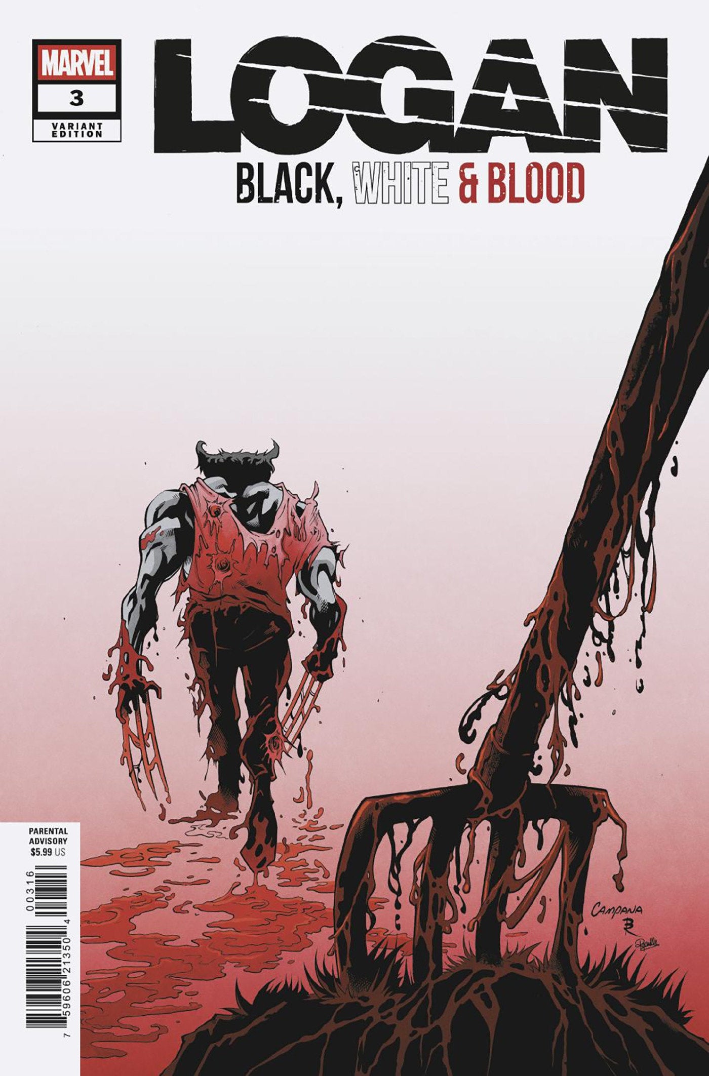 Logan: Black, White & Blood #3 1:25 Chris Campana Variant