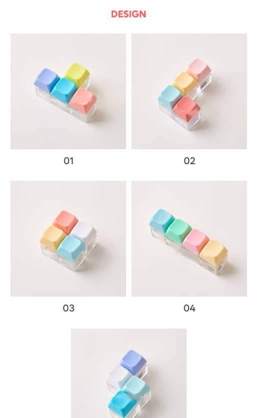 Pastel/Clear LED Tetris  Clicker Keyboard Keycap Keychain
