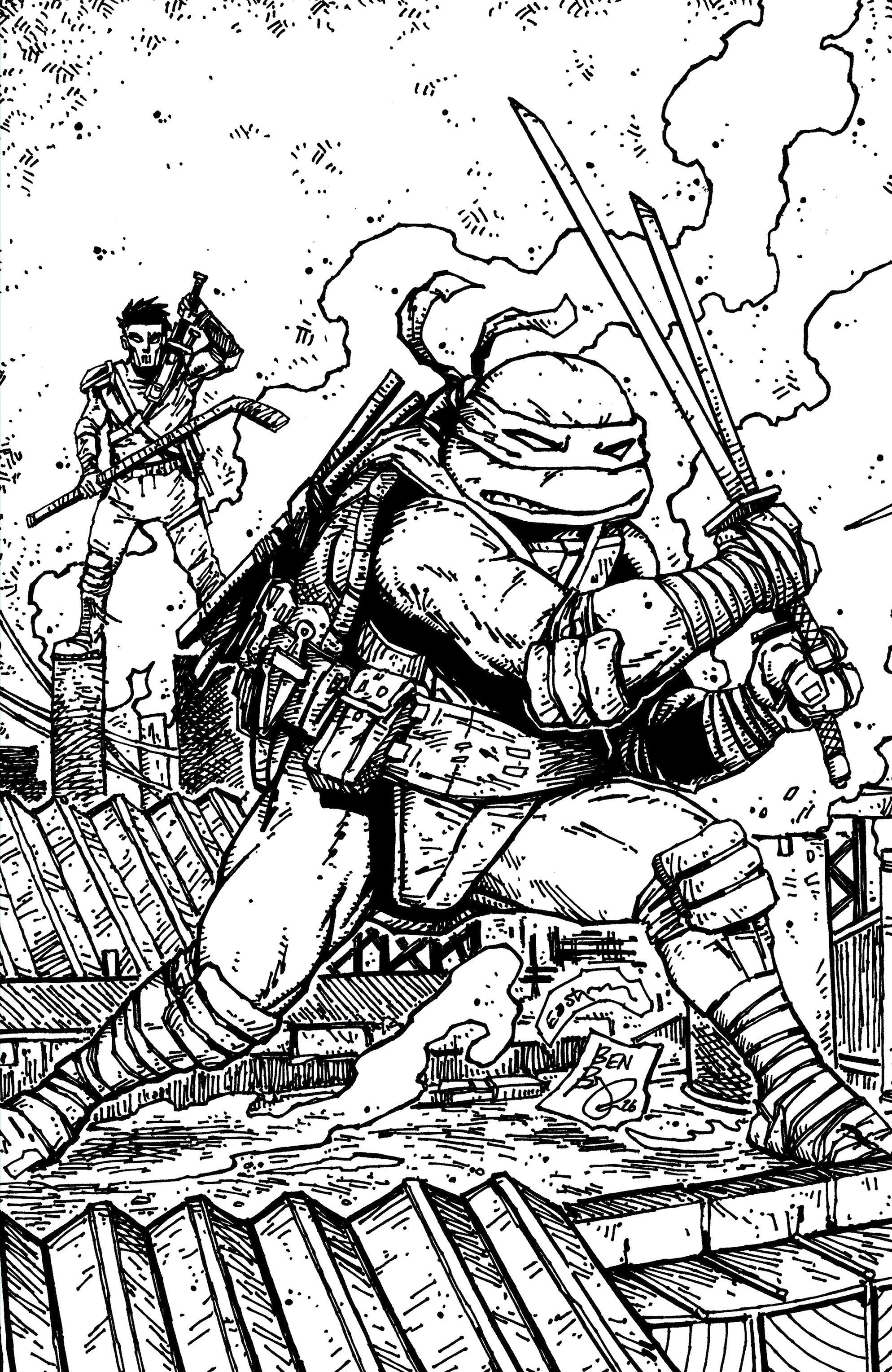 Teenage Mutant Ninja Turtles #21 1:10 RI Variant (Eastman & Bishop Black & White Full Art)