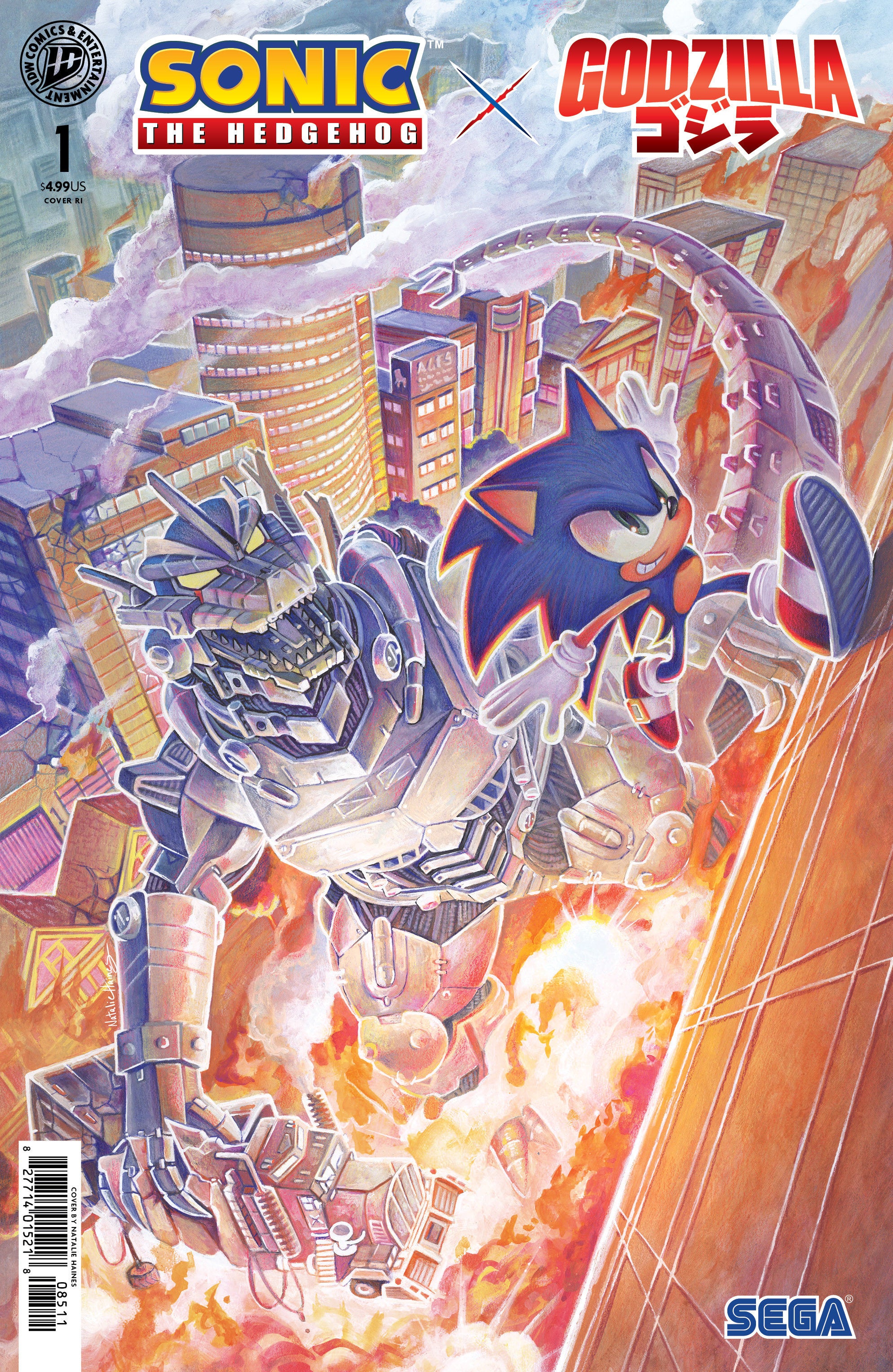 Sonic The Hedgehog X Godzilla #1 1:25 RI Variant Foil (Haines)