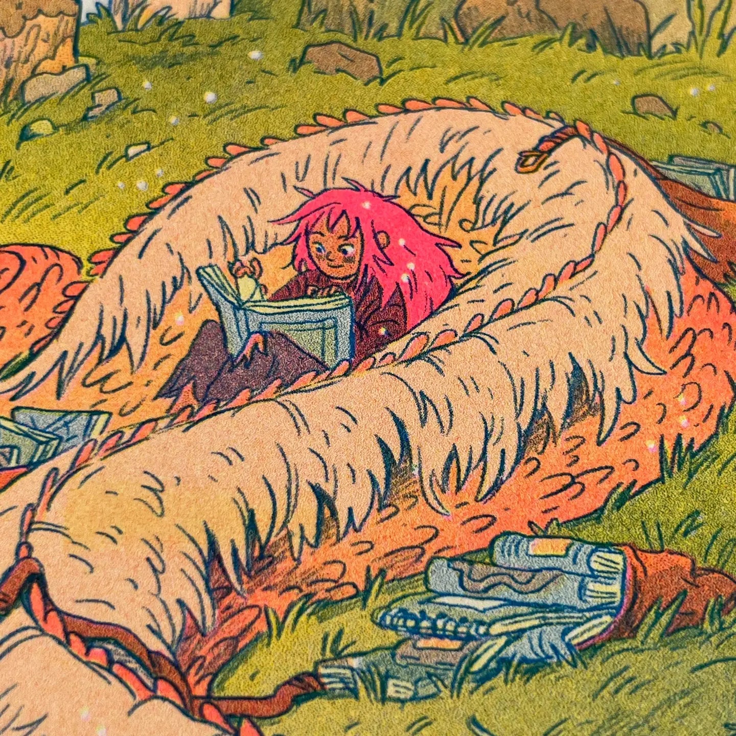 The Book Dragon Riso Print - Natalie Andrewson
