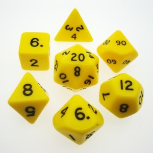 Opaque Polyhedral Yellow/ Black 7-Die Set