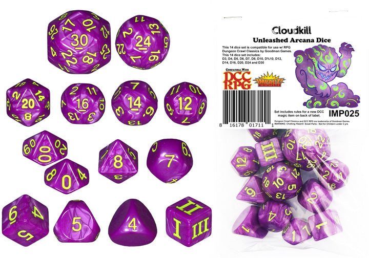 DCC RPG Dice – Cloudkill Dice Set Unleashed Arcana Dice