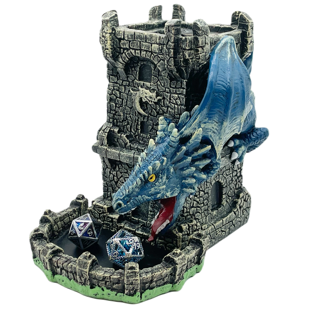 Old School Dice: Dragon's Fury Dice Tower - Blue Dragon