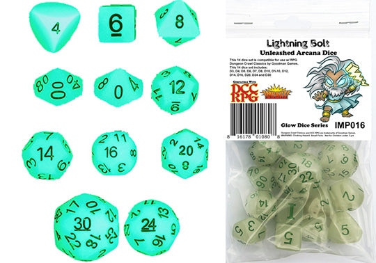 DCC RPG Dice – Lightning Bolt Dice Set Unleashed Arcana Dice