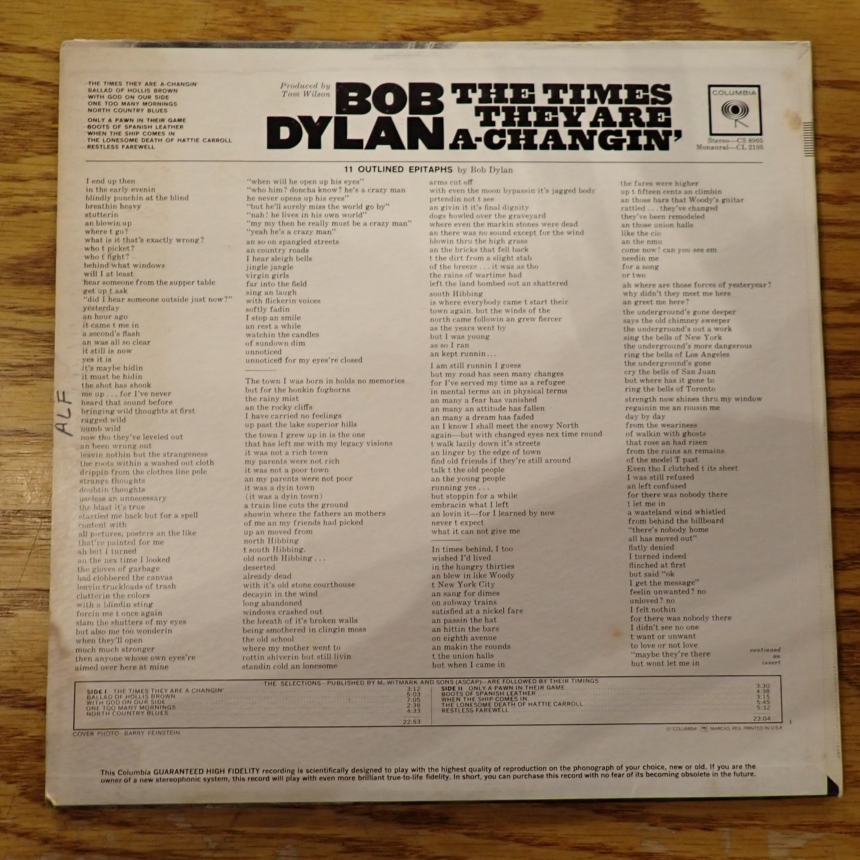 Bob Dylan - The Times They Are A-Changin'