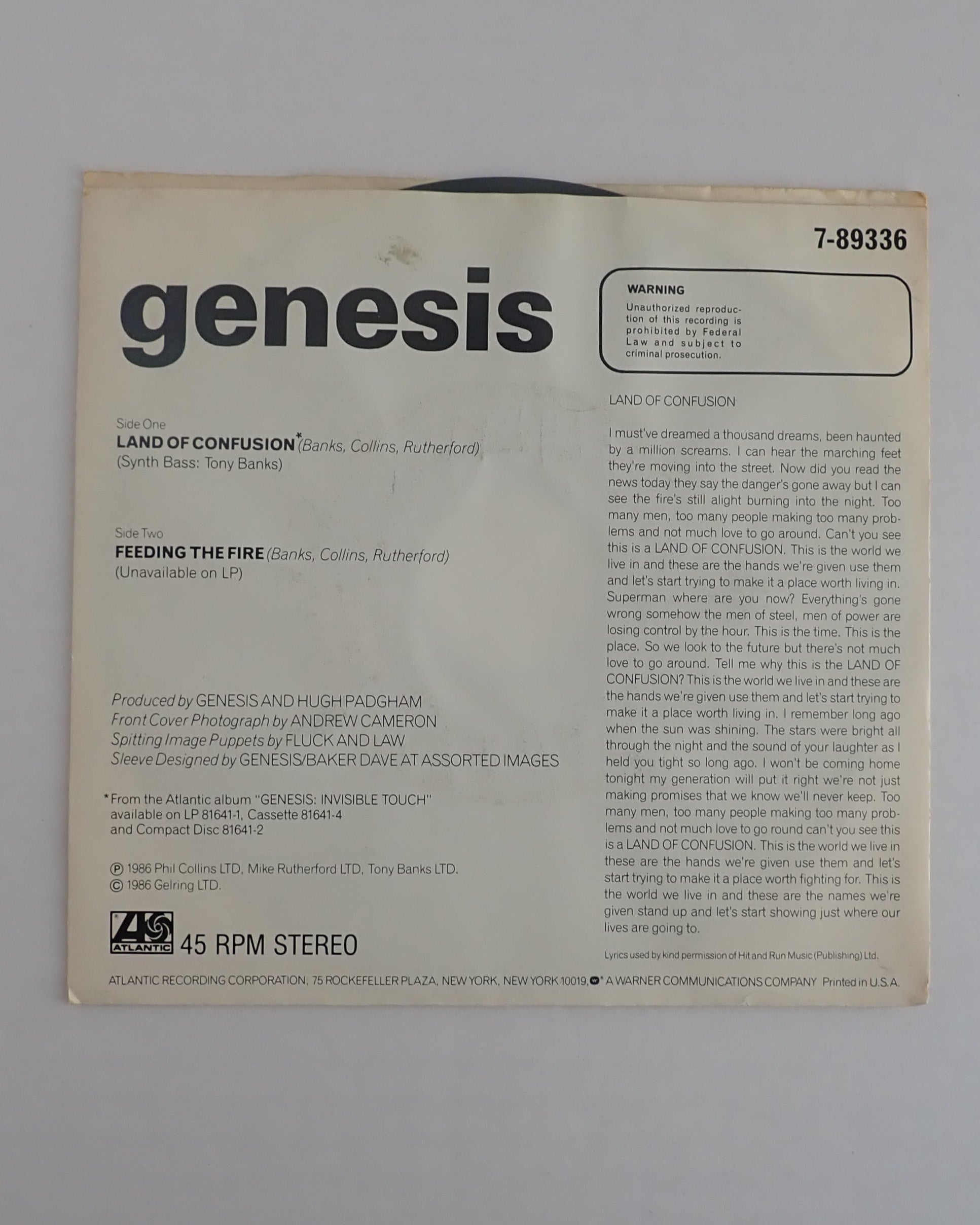 Genesis – Land Of Confusion - Vinyl
