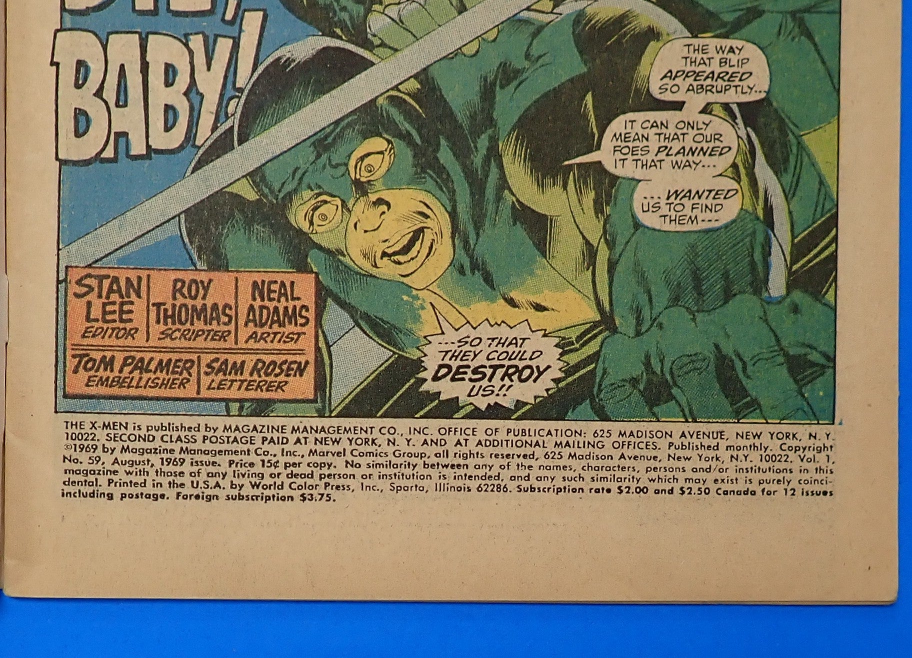 X-Men #59 (1969) - GD/VG (3.0) - 1st App. of Dr. Lykos