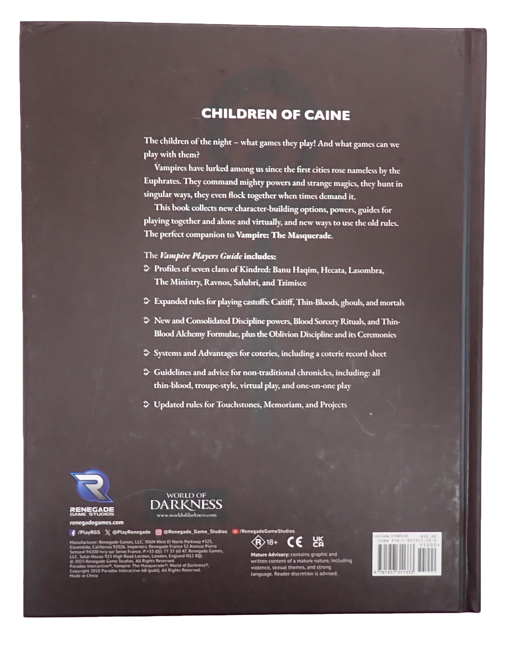 Vampire The Masquerade Players Guide [USED RPG]