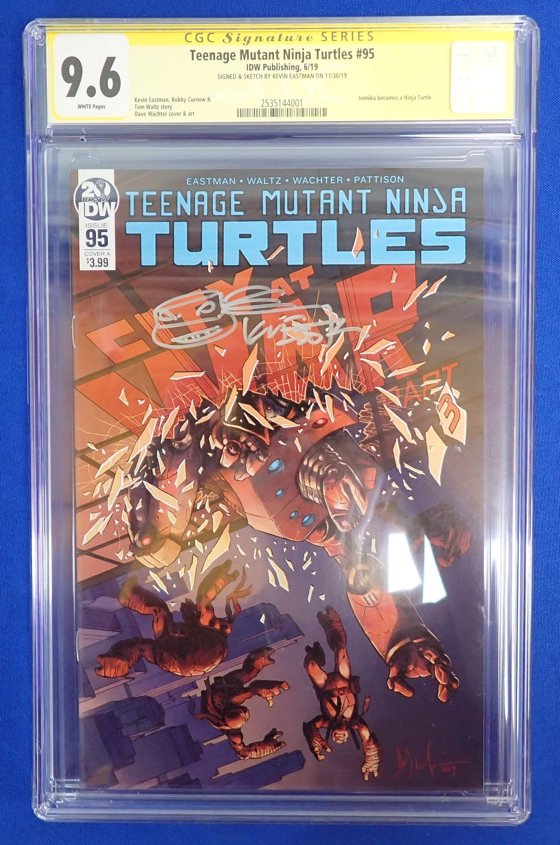 Teenage Mutant Ninja Turtles #95 (2019) - CGC 9.6 - SIGNED & SKETCH BY KEVIN EASTMAN