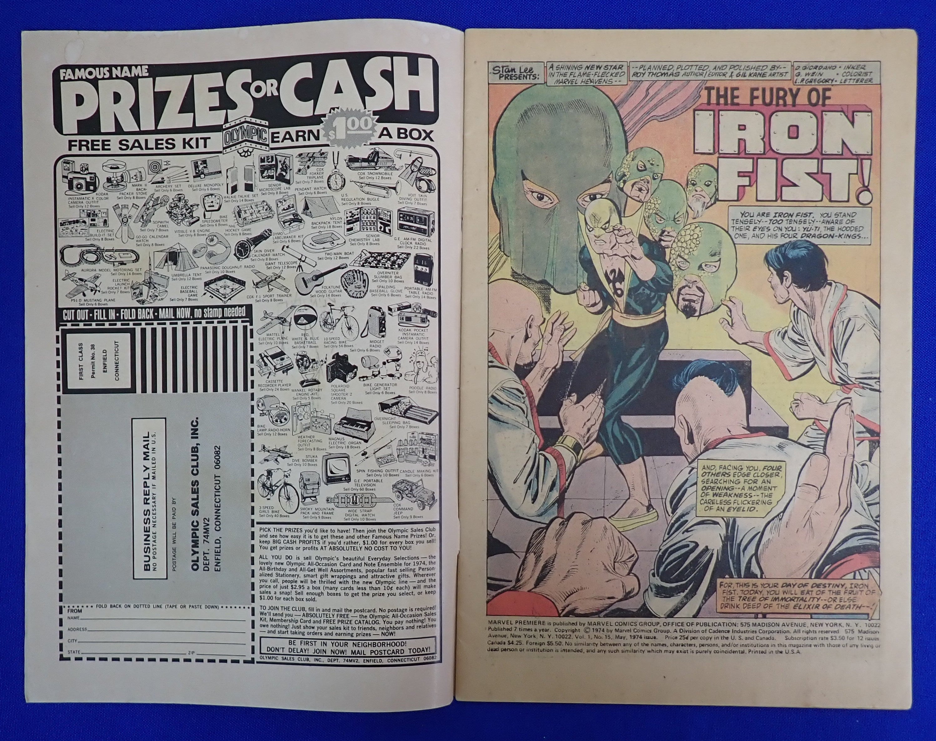 Marvel Premiere #15 (1974) - VG- - (3.5) - 1st Iron Fist, Daniel Rand