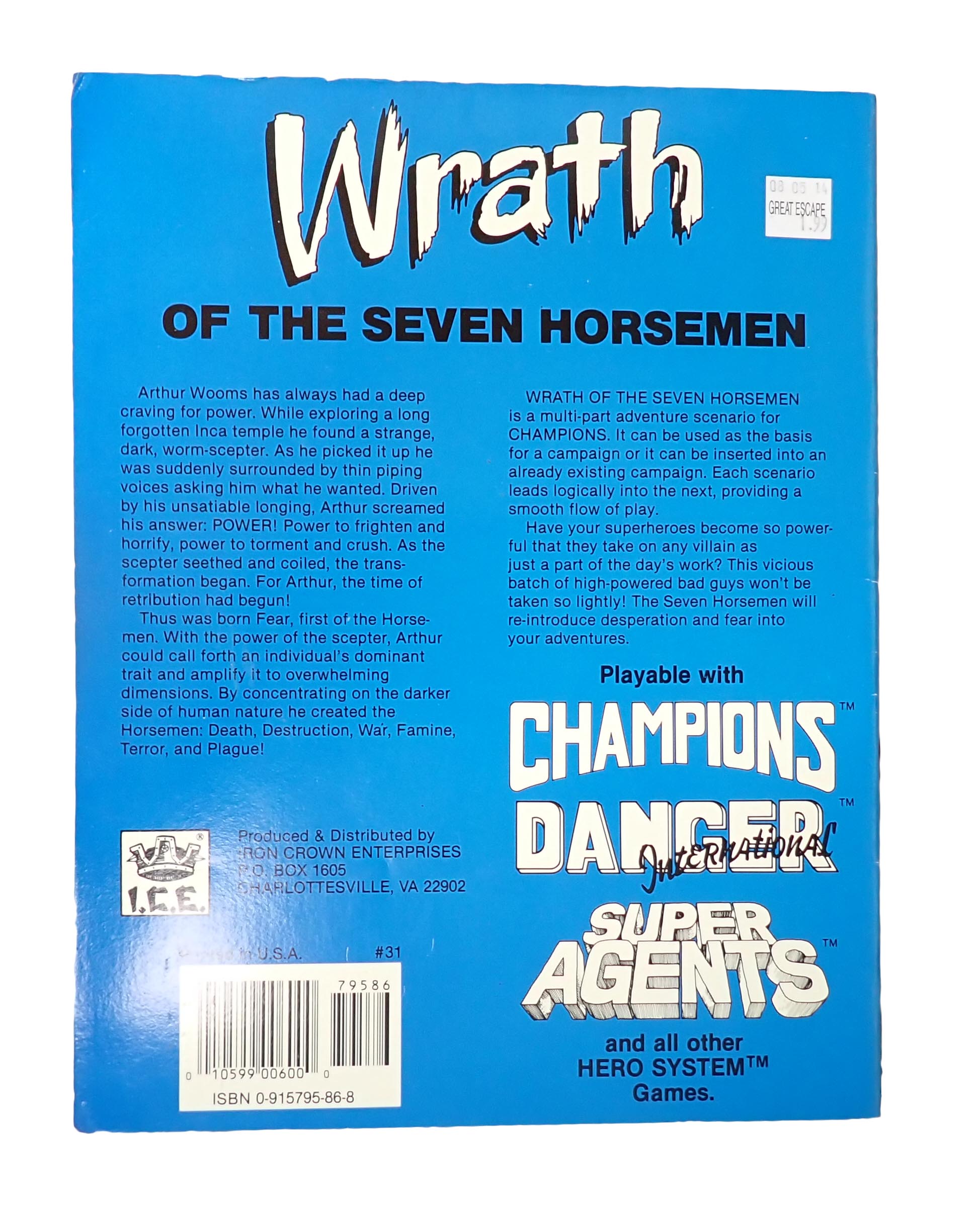 Champions: Wrath of the Seven [Pre-Owned RPG]