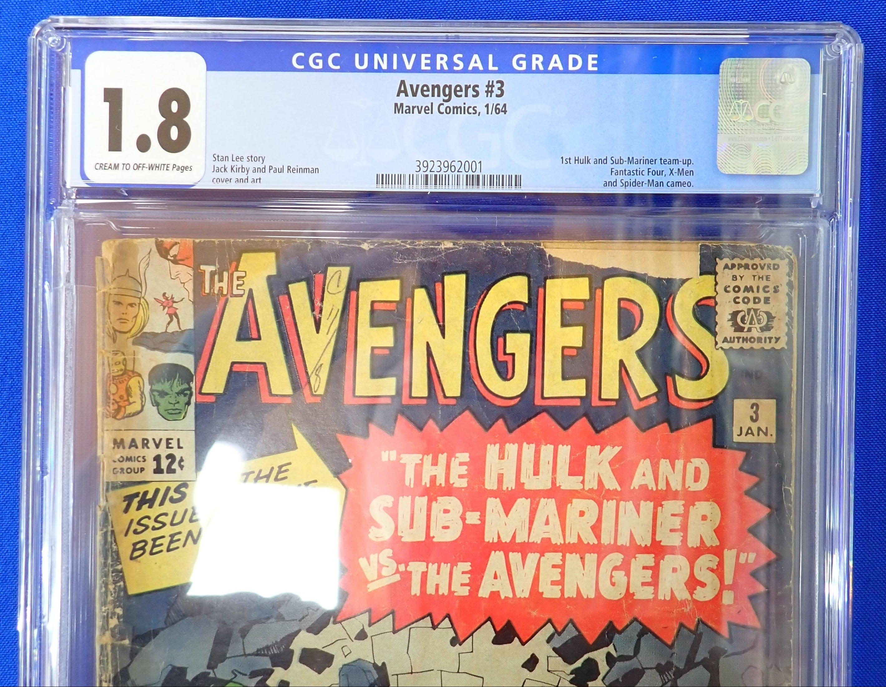Avengers #3 (1964) - CGC 1.8 - 1st Hulk and Sub-Mariner Team-Up