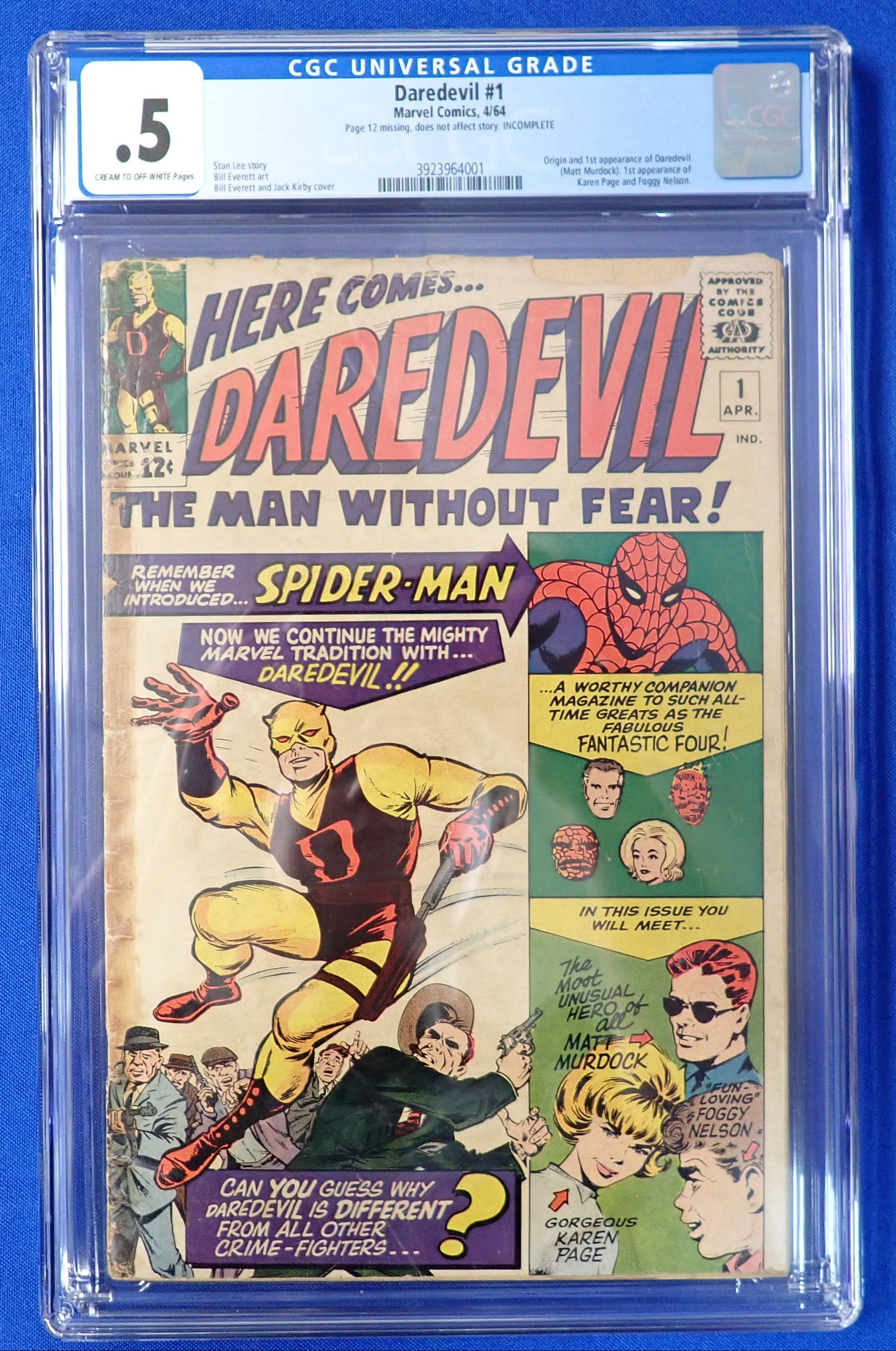 Daredevil #1 (1964) - CGC 0.5 - Origin and 1st Daredevil