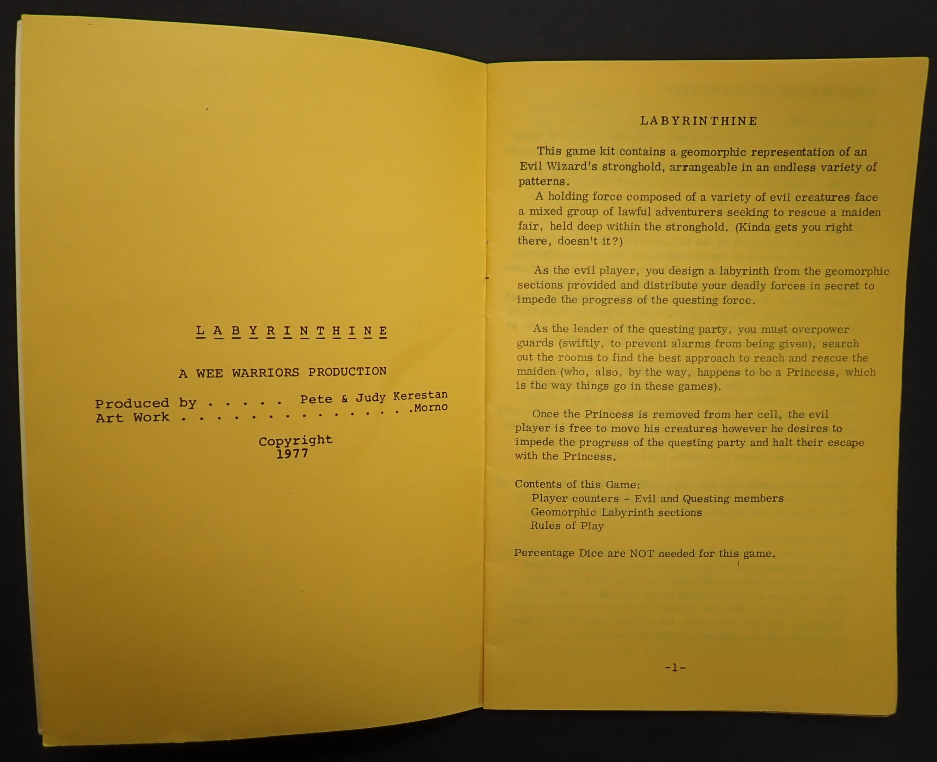 Labyrinthine (2nd Printing) 1977 - Wee Warriors