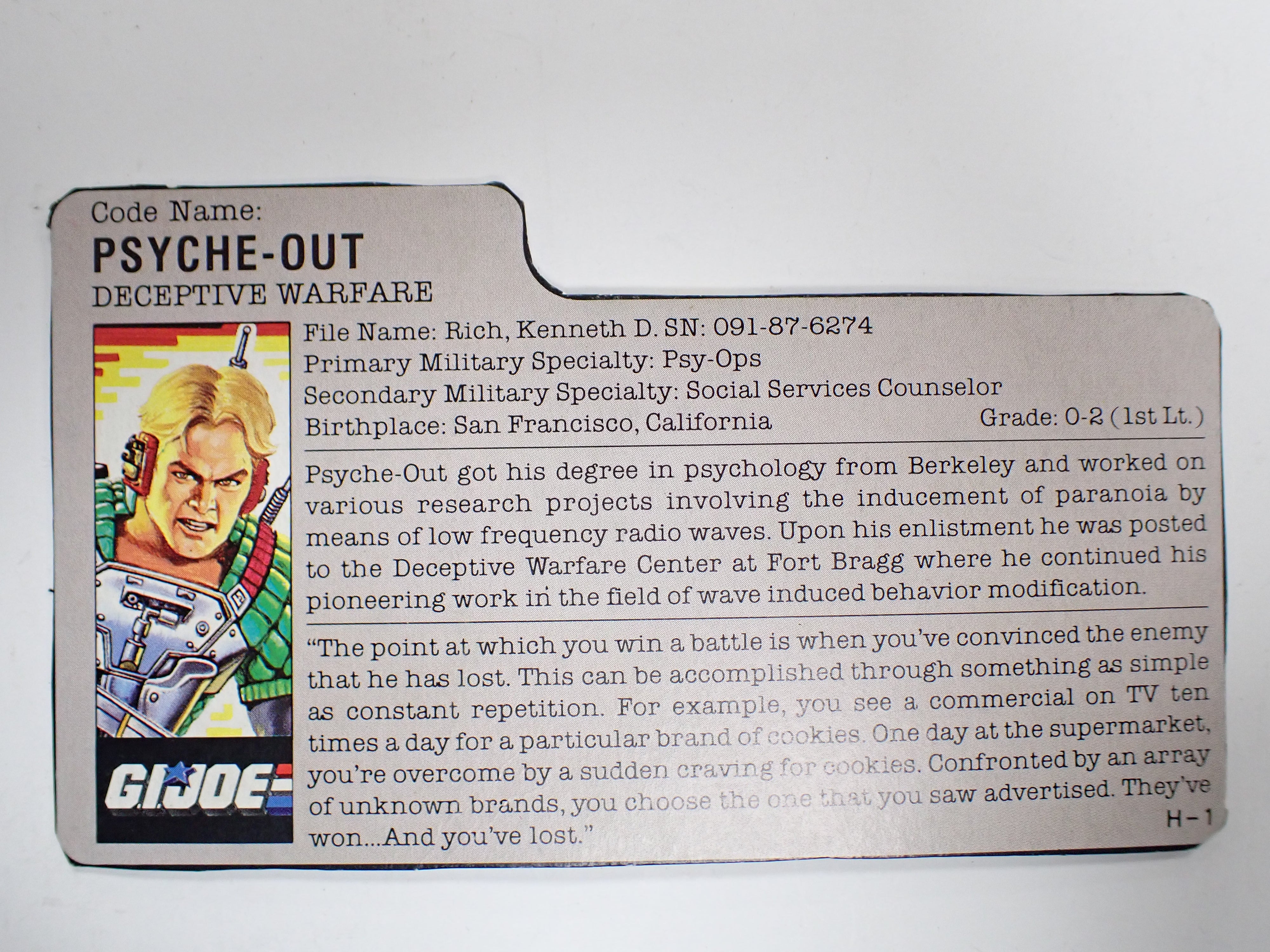 Psyche-Out (v1) w/ card - 1987 [INCOMPLETE]