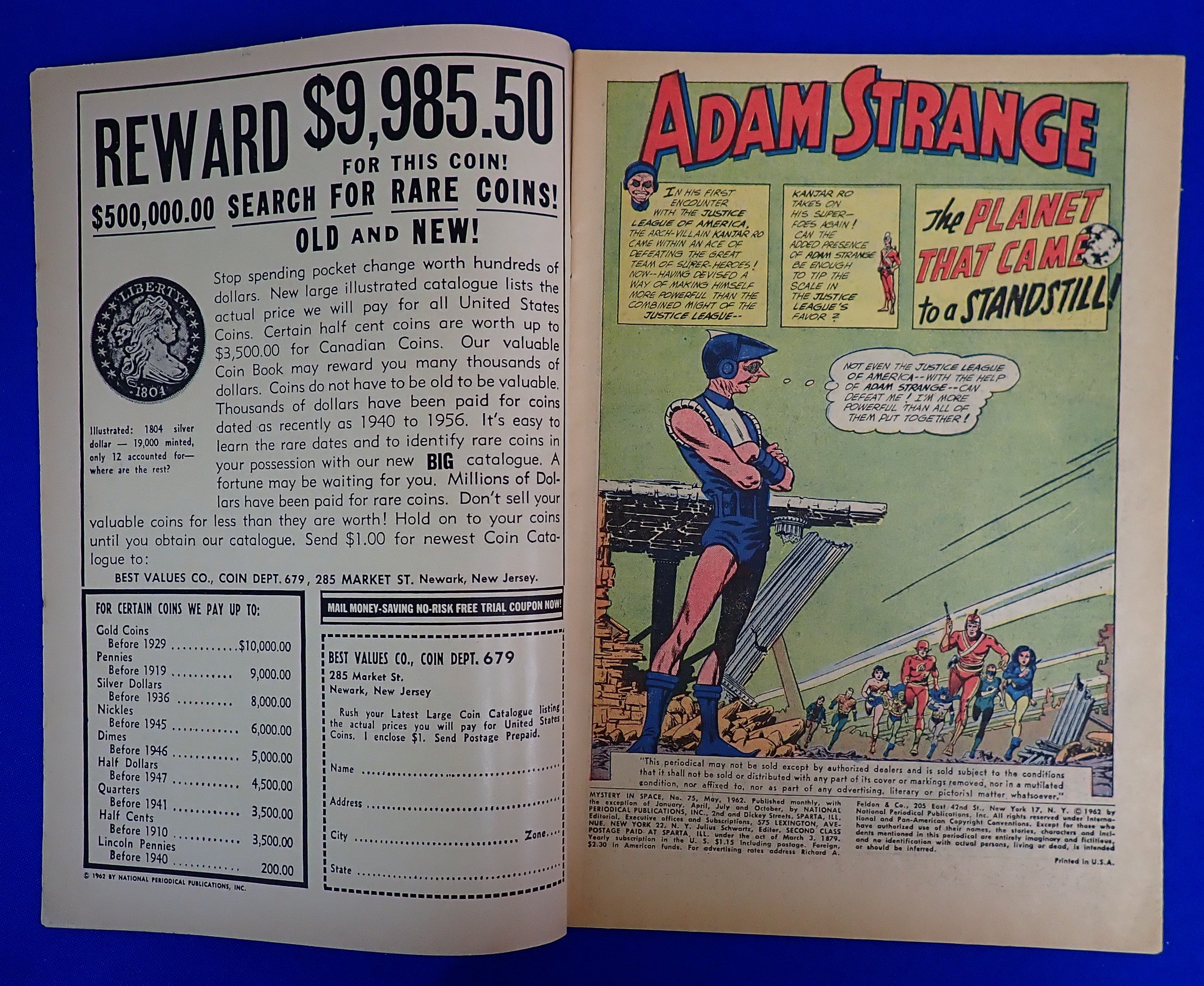 Mystery in Space #75 (1962) - FN (6.0) - 1st Meeting of Adam Strange & JLA