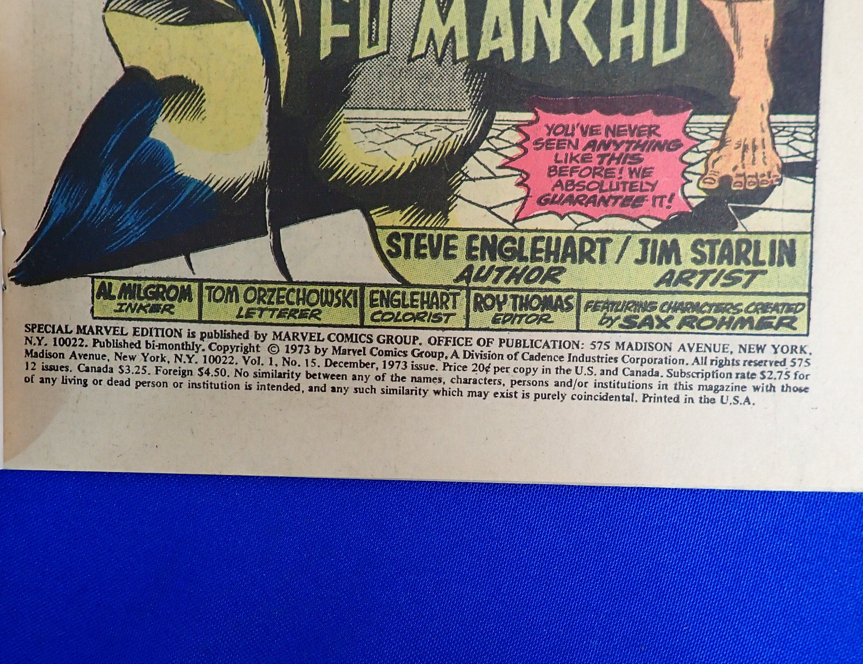 Special Marvel Edition #15 (1973) - VG+ (4.5) - 1st App. Shang Chi + Others