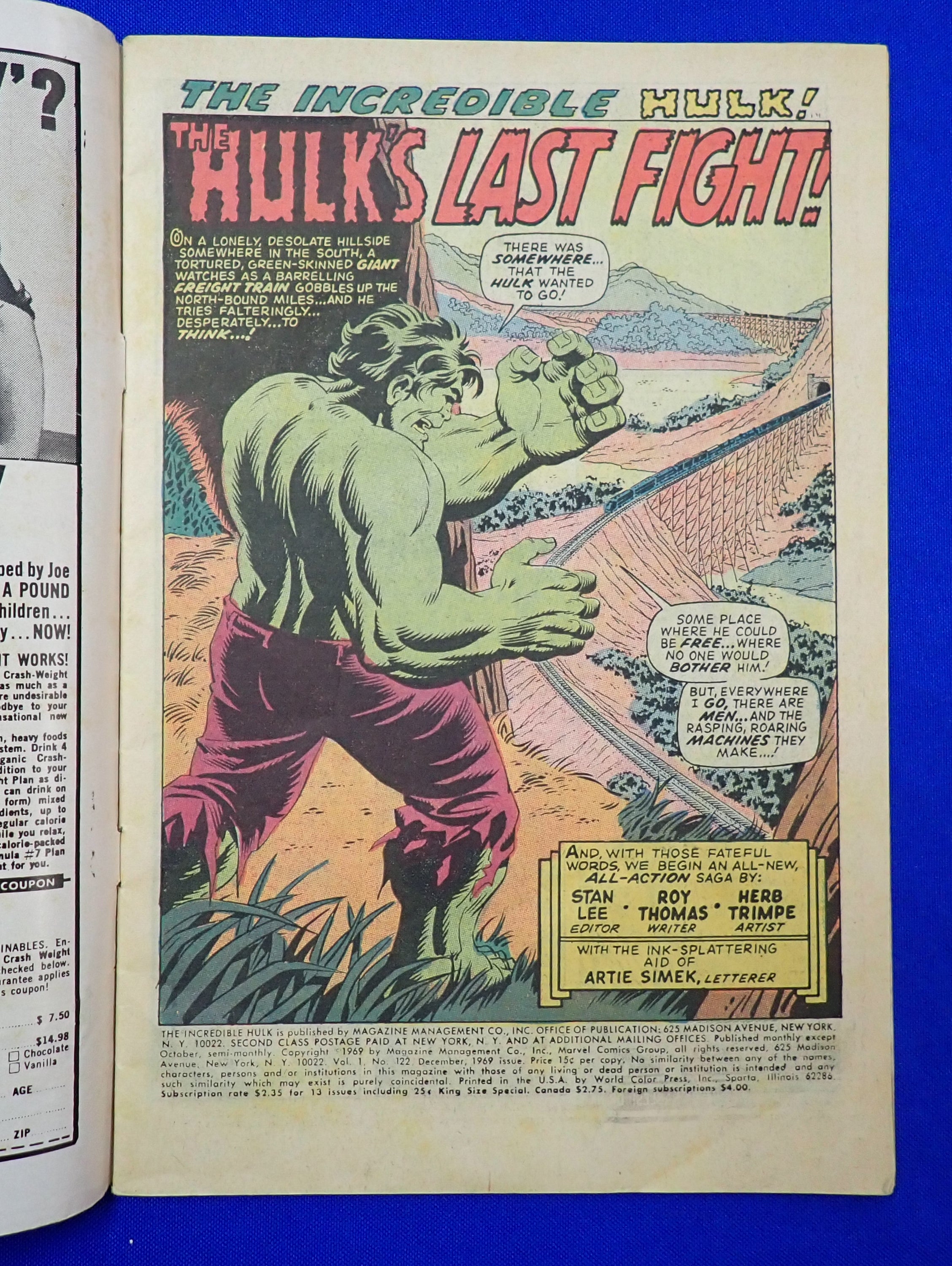 Incredible Hulk #122 (1969) - VG+ (4.5)