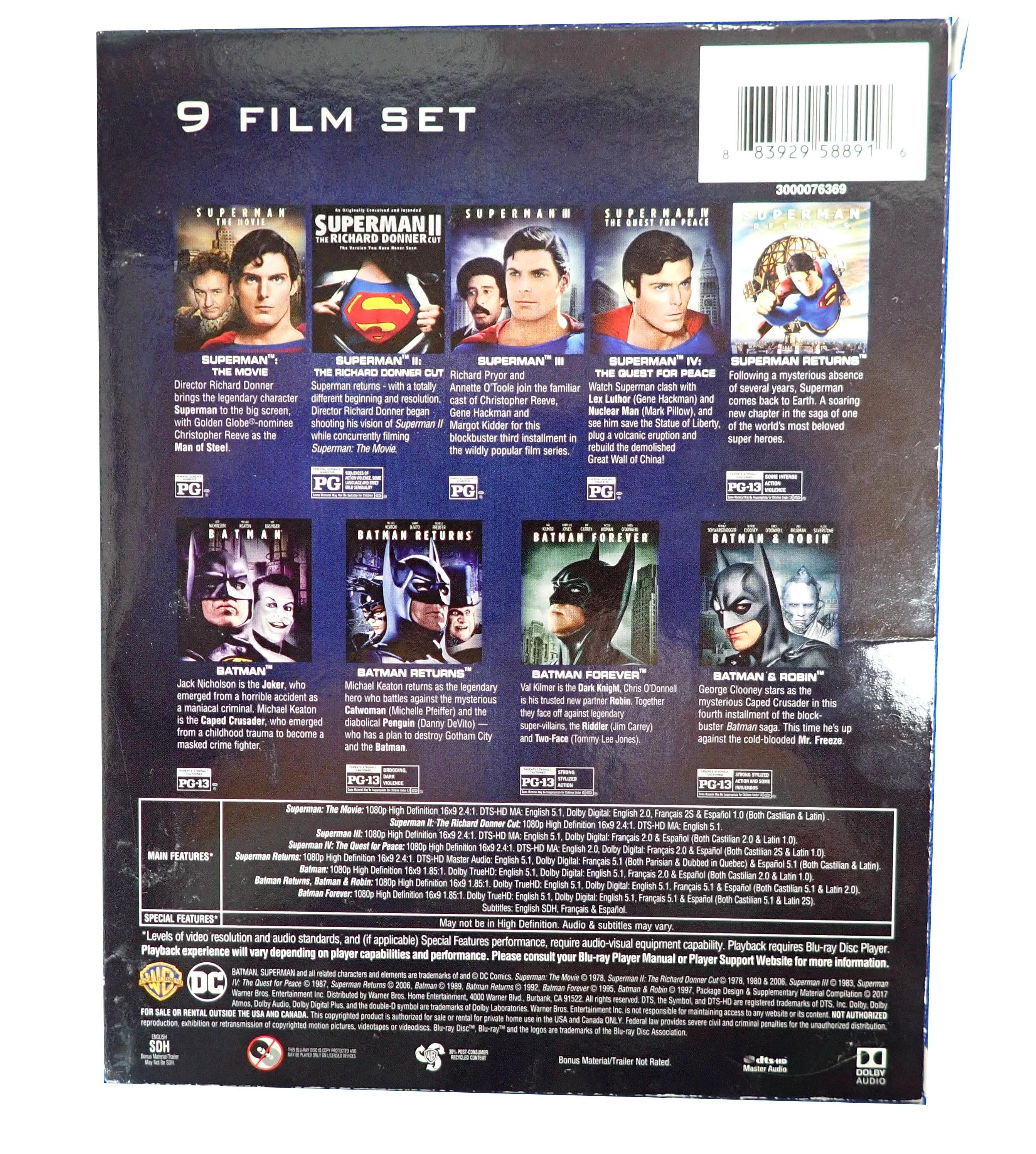Batman & Superman 9-Film Set - [Blu-Ray] (Pre-Owned)