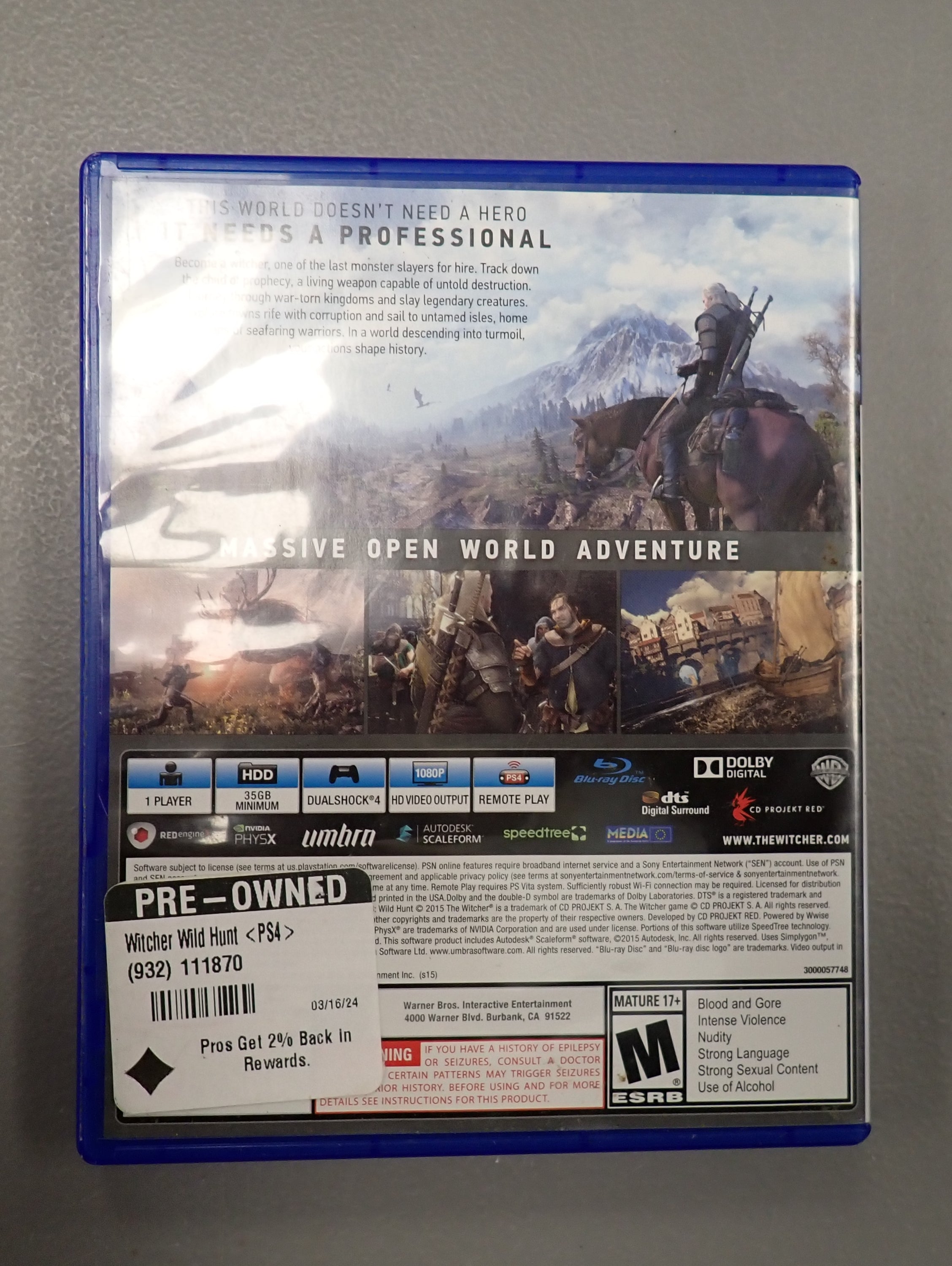 The Witcher 3: Wild Hunt - PS4