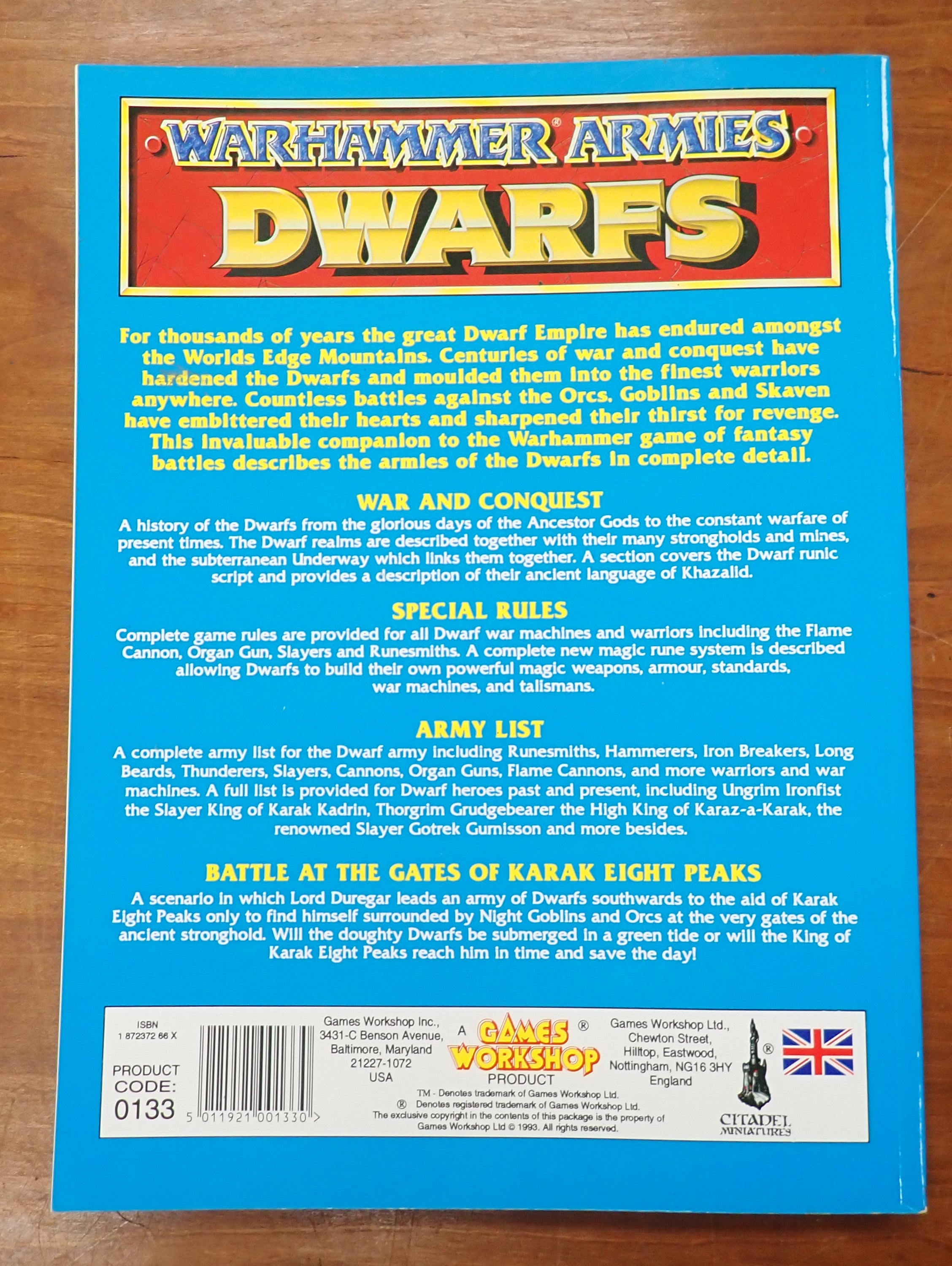 Warhammer Armies: Dwarfs 4th Edition