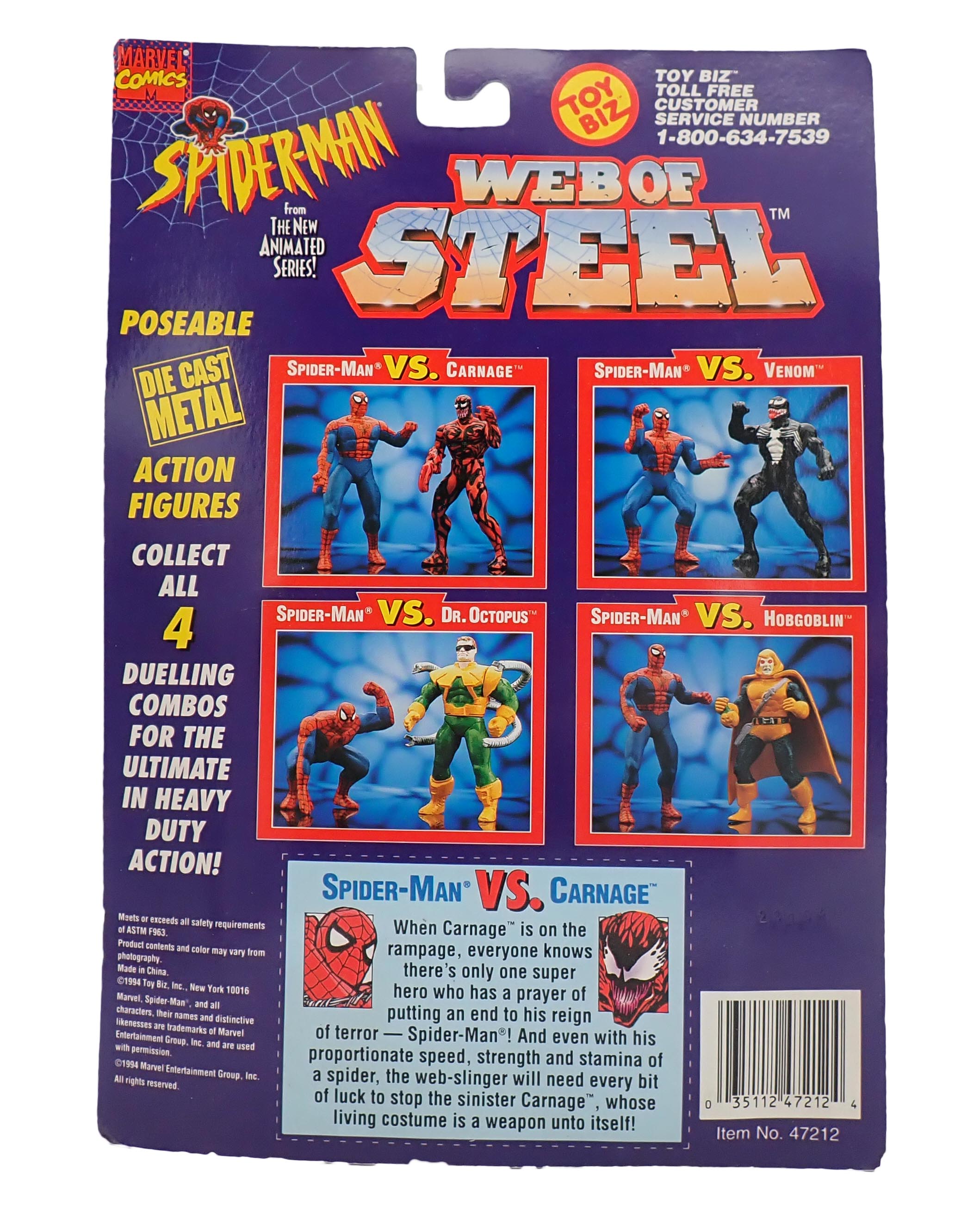 Spider-Man VS. Carnage Spider-Man Web of Steel Figures