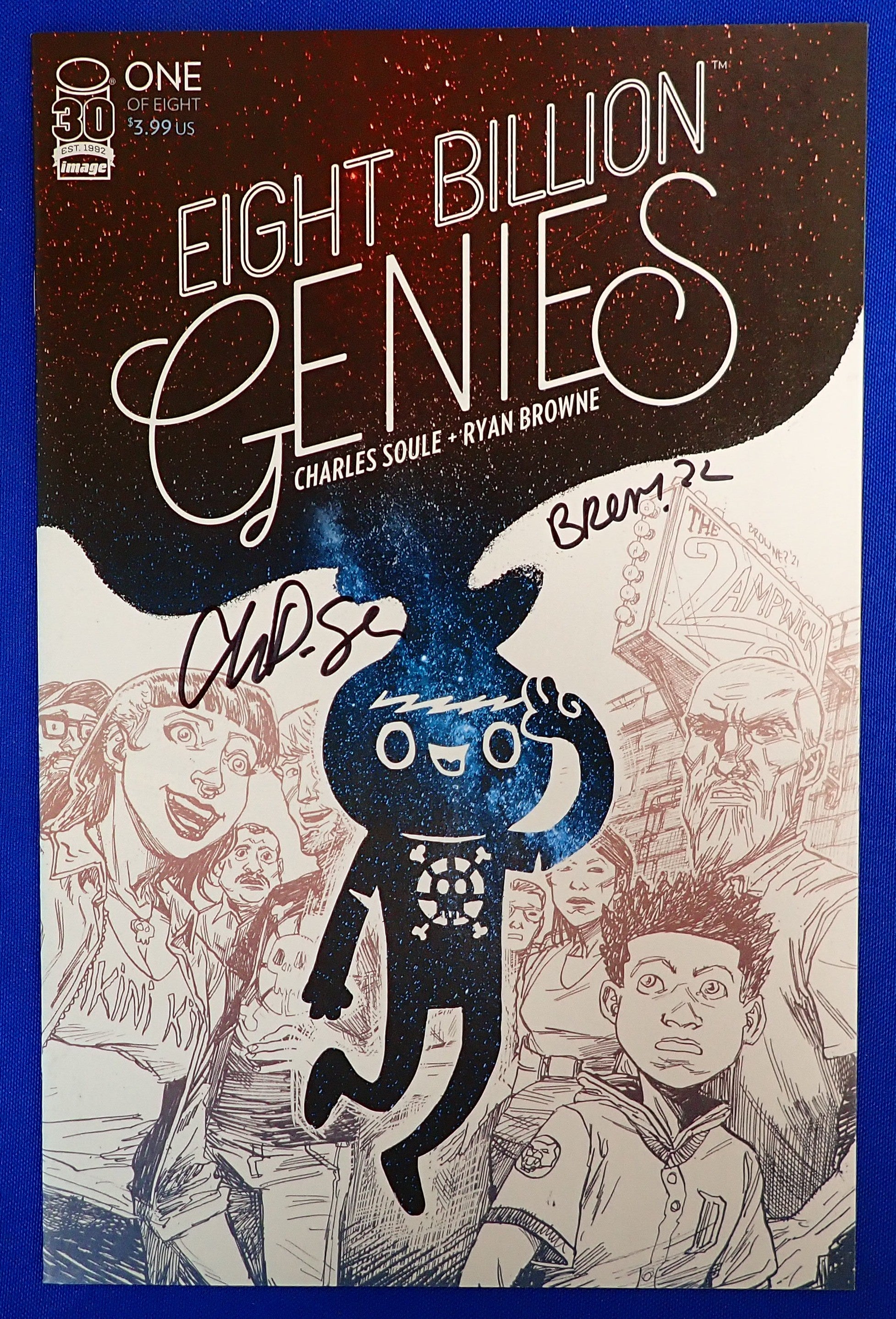 Eight Billion Genies #1 (2022) - NM+ - (9.4+) - Signed by Charles Soule & Ryan Browne (No COA)