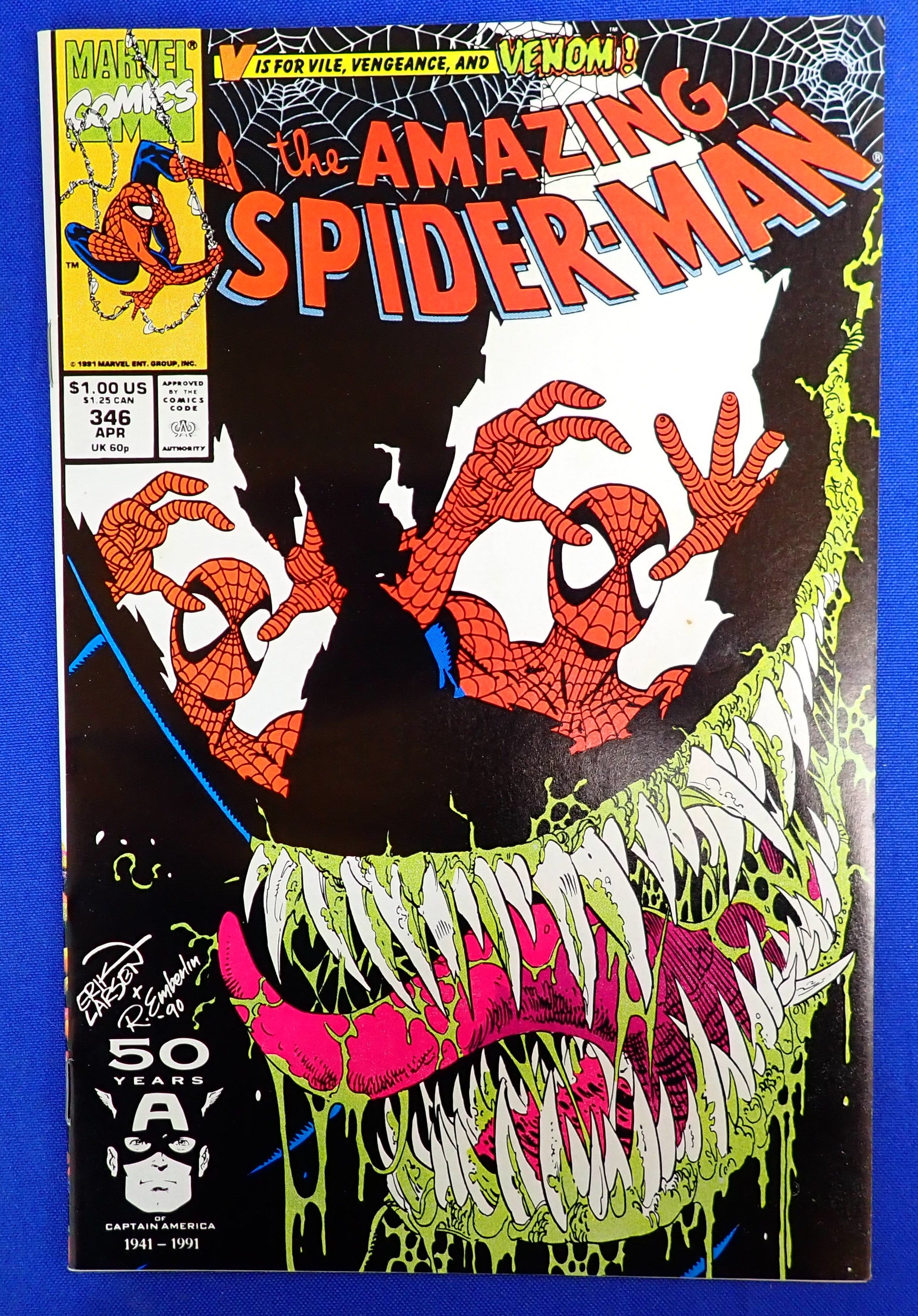 Amazing Spider-Man #346 (1991) - VF/VF- (8.0-8.5) - Iconic Erik Larsen Cover