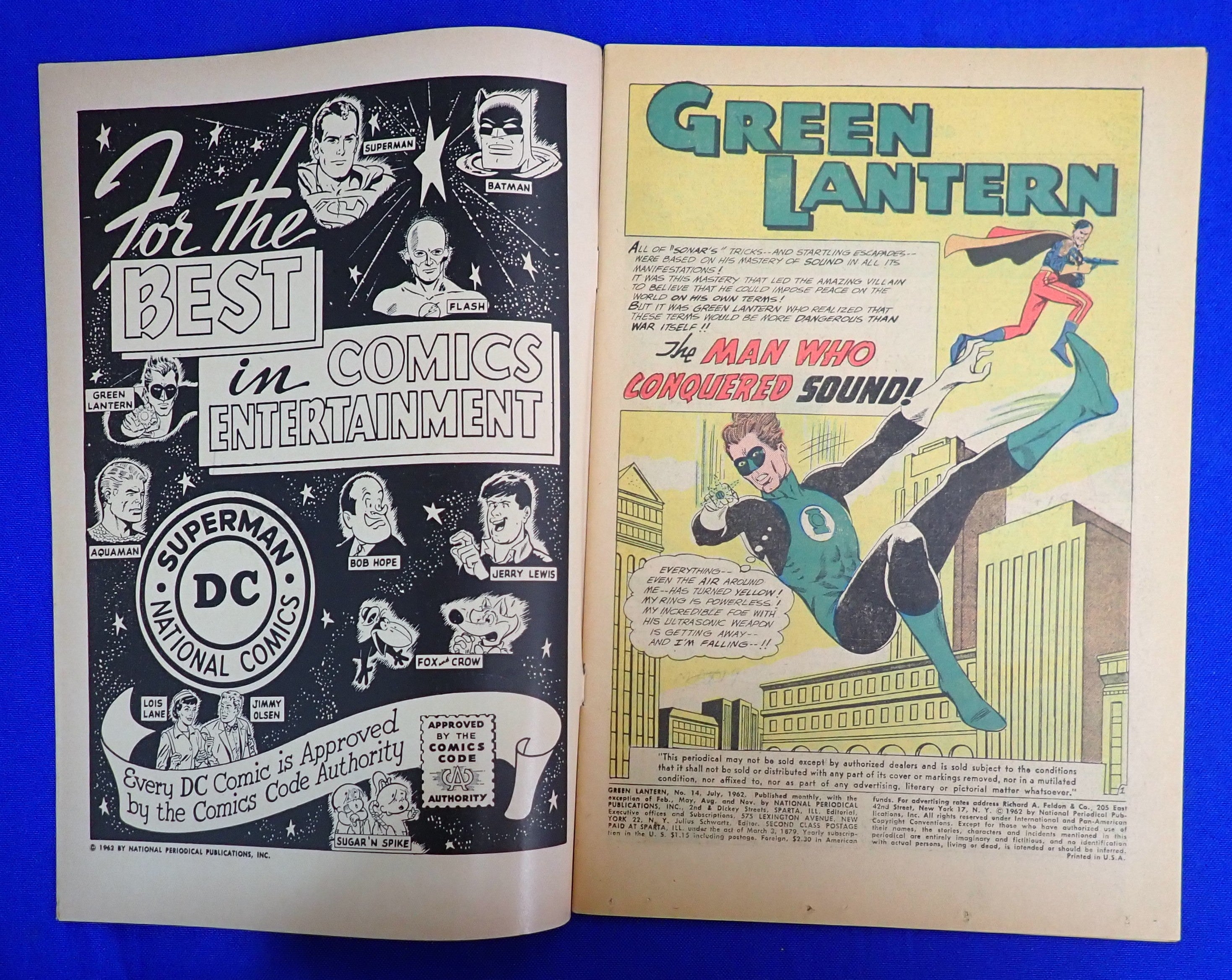 Green Lantern #14 (1962) - FN/FN- (5.5-6.0) - 1st App. & Origin Sonar