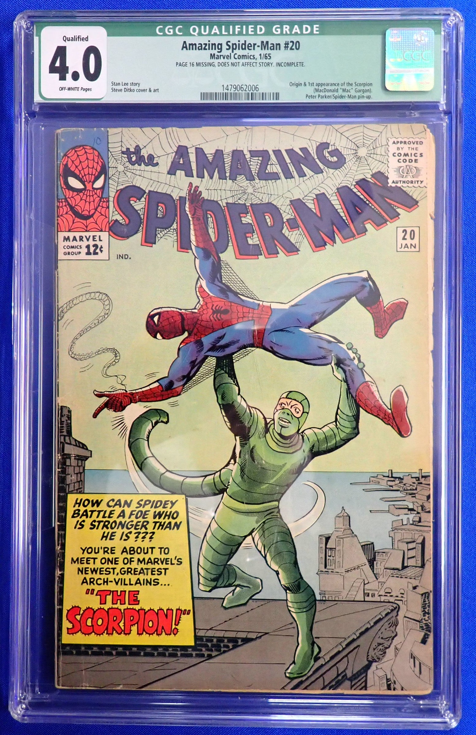 Amazing Spider-Man #20 (1965) - CGC 4.0 - Origin & 1st Scorpion