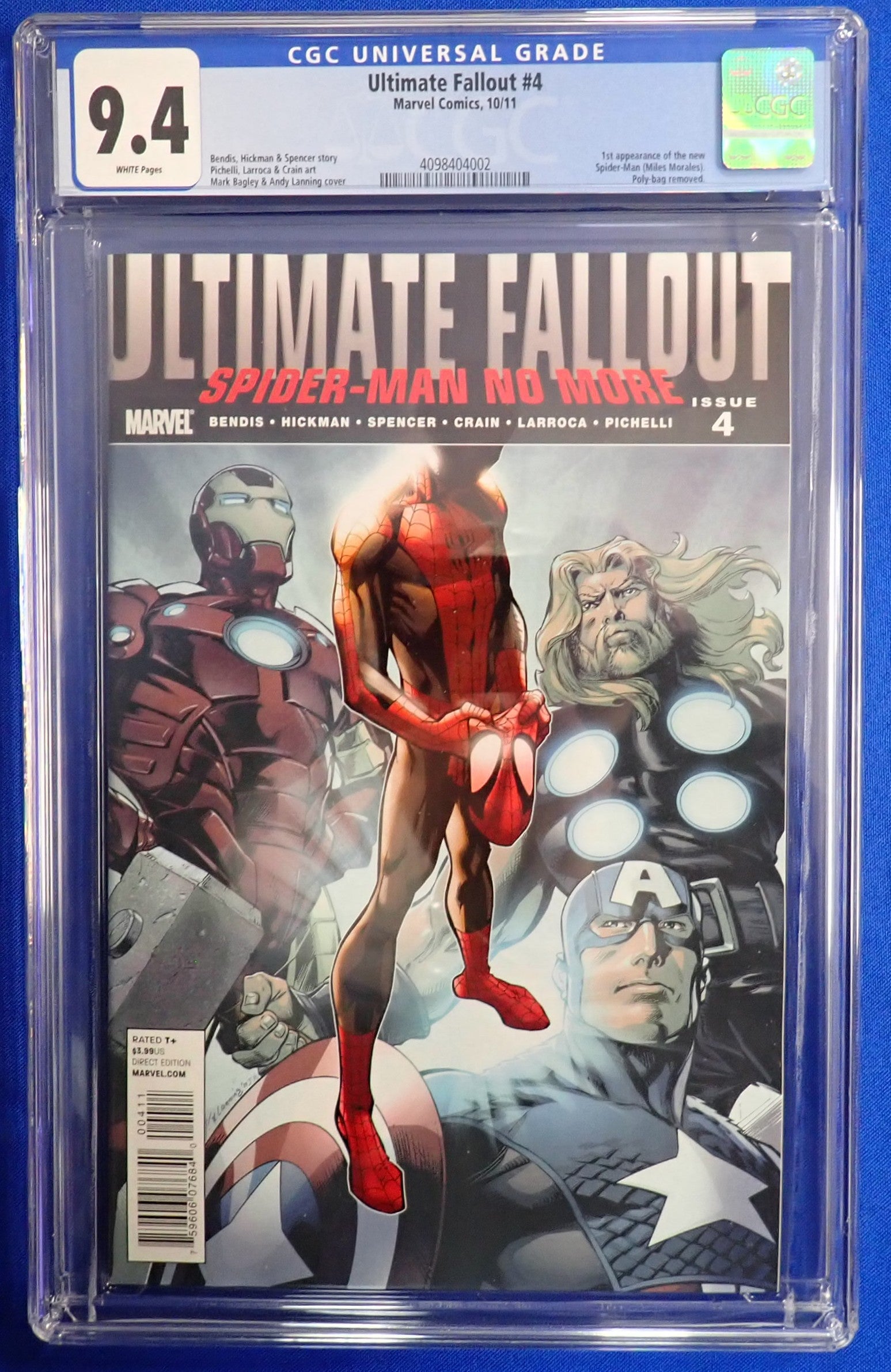 Ultimate Fallout #4 (2011) - CGC 9.4 - 1st Miles Morales as SM