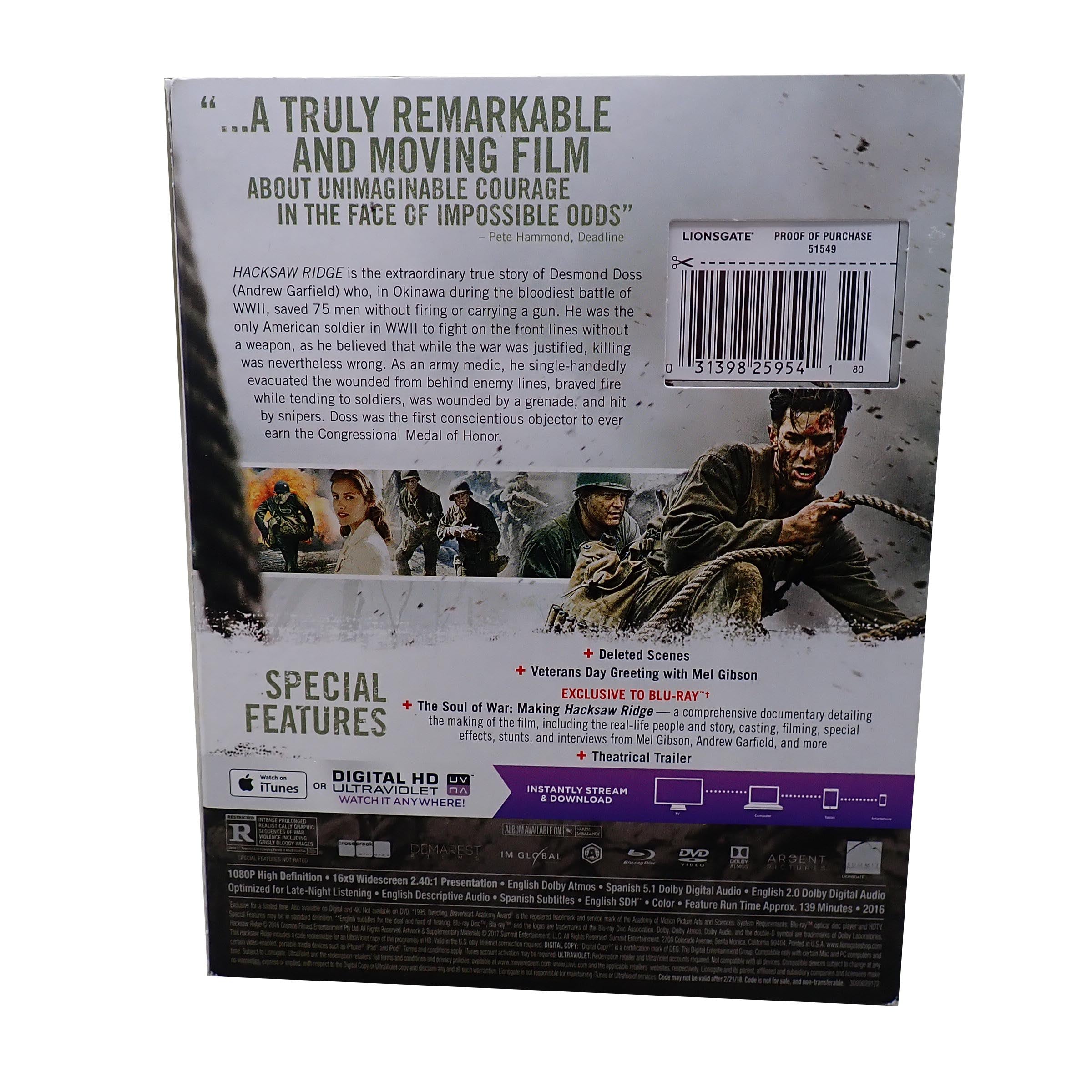 Hacksaw Ridge - [Blu-Ray] (Pre-Owned)