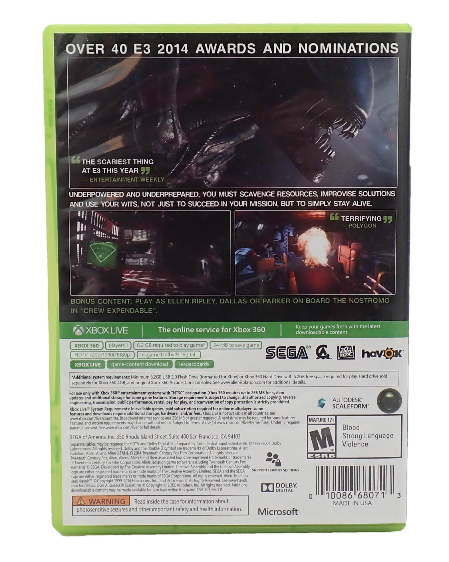 Alien Isolation Nostromo Edition - Xbox 360