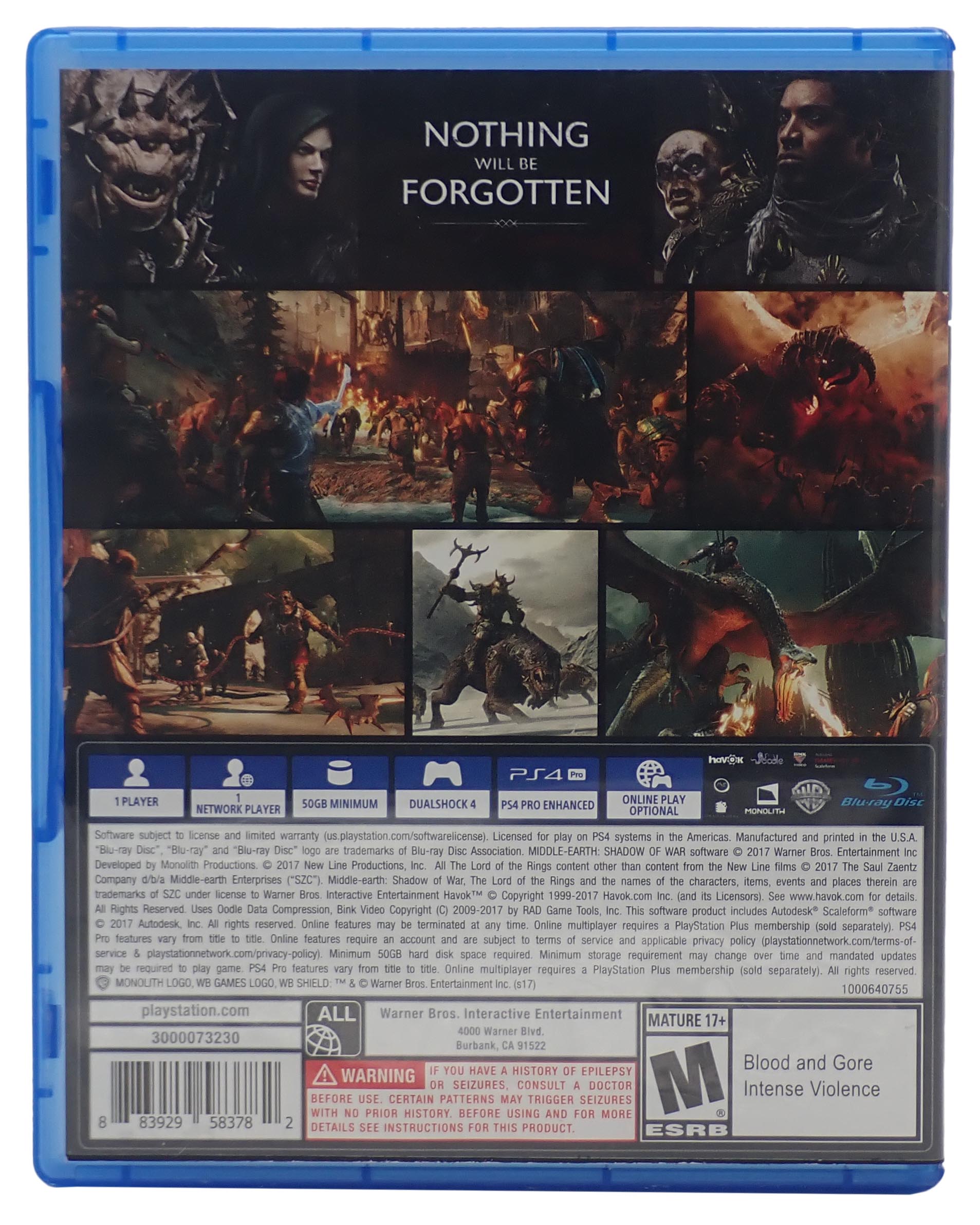 Middle-Earth Shadow of War - PS4