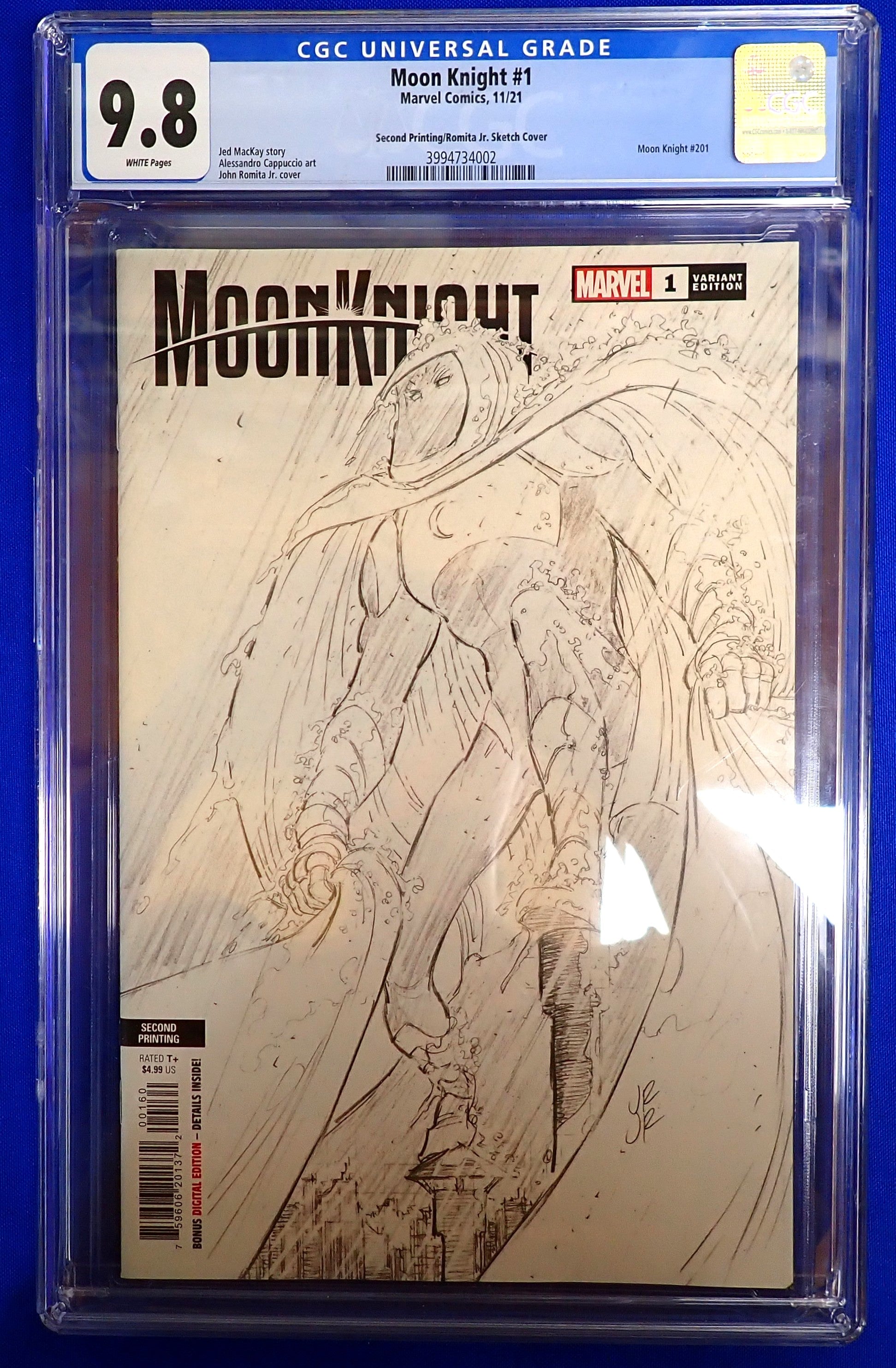 Moon Knight #1 (2021) - CGC 9.8 - 2nd Print/Romita Jr. Sketch Cover