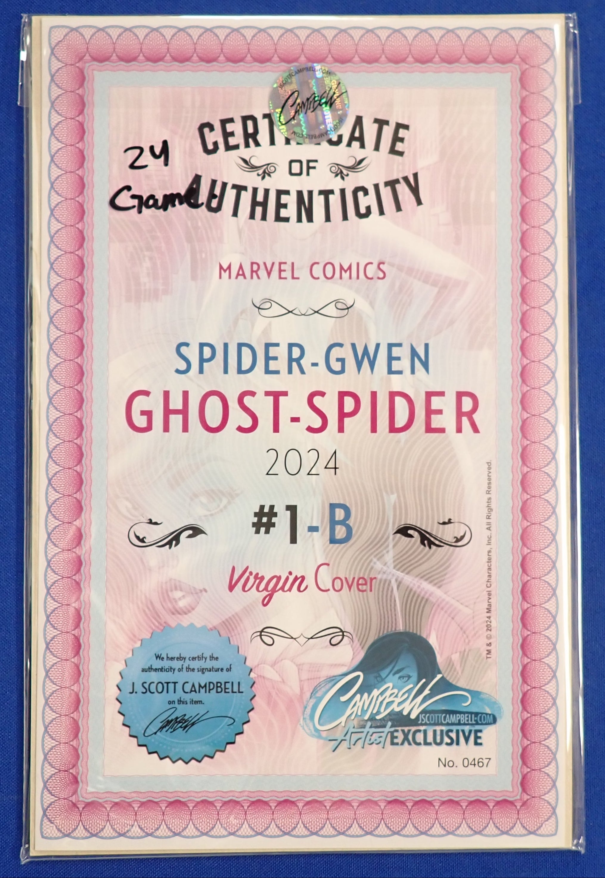 Spider-Gwen: Ghost Spider #1 (2024) - NM (9.4)+  - Signed by J. Scott Campbell