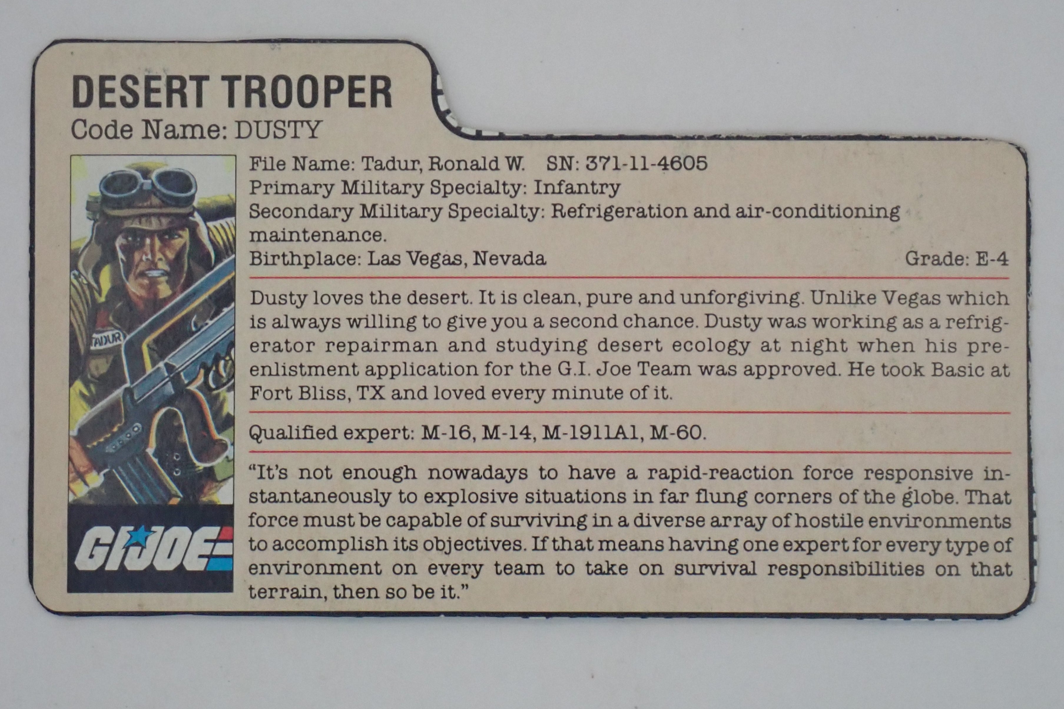 Dusty (v1) - Vintage G.I. Joe